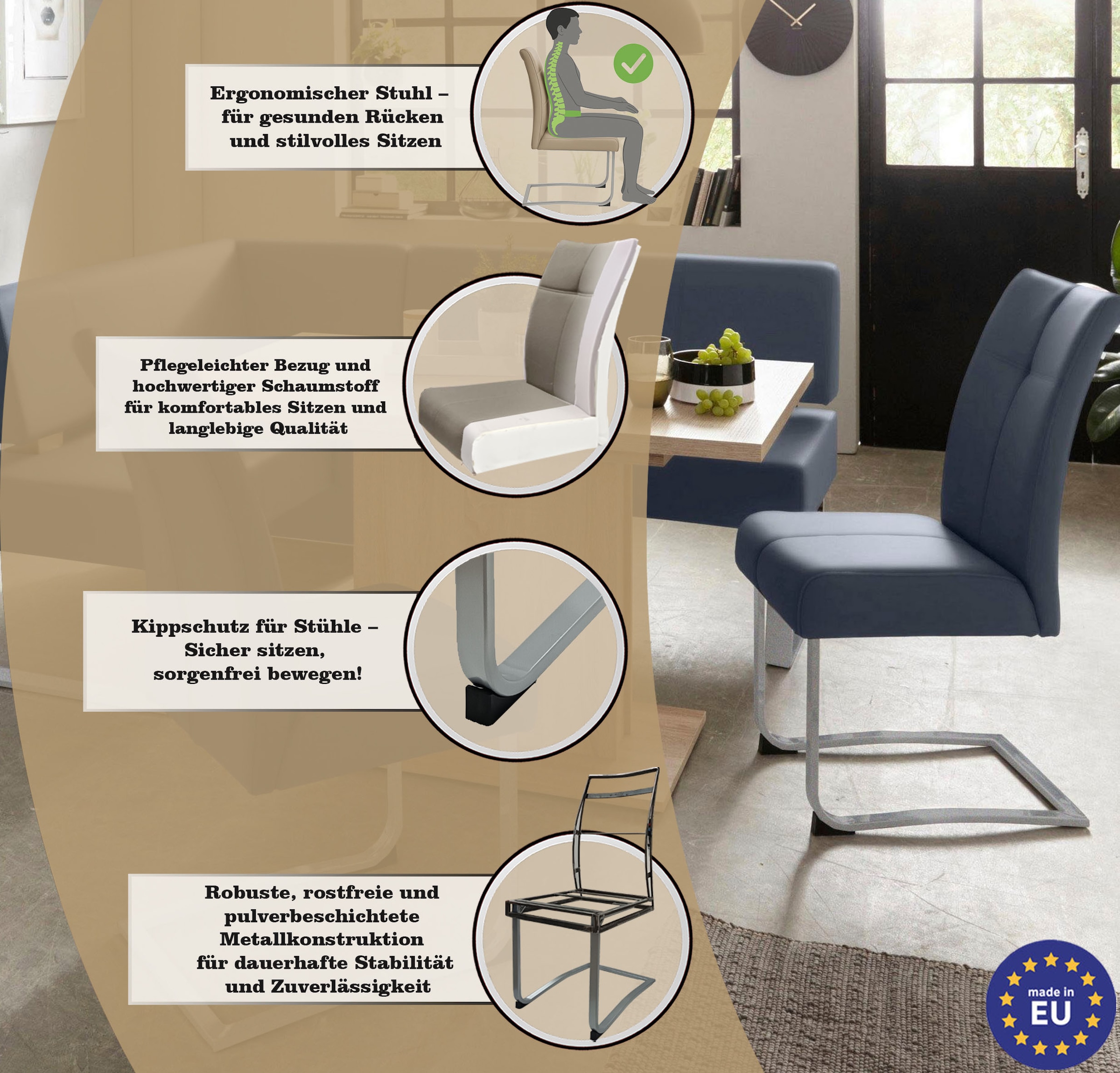 GOODproduct Chaise cantilever »Rab« (Set) 2 cuisBezug in verschiedenen Qualitäten, maximale Belastbarkeit 120 kg