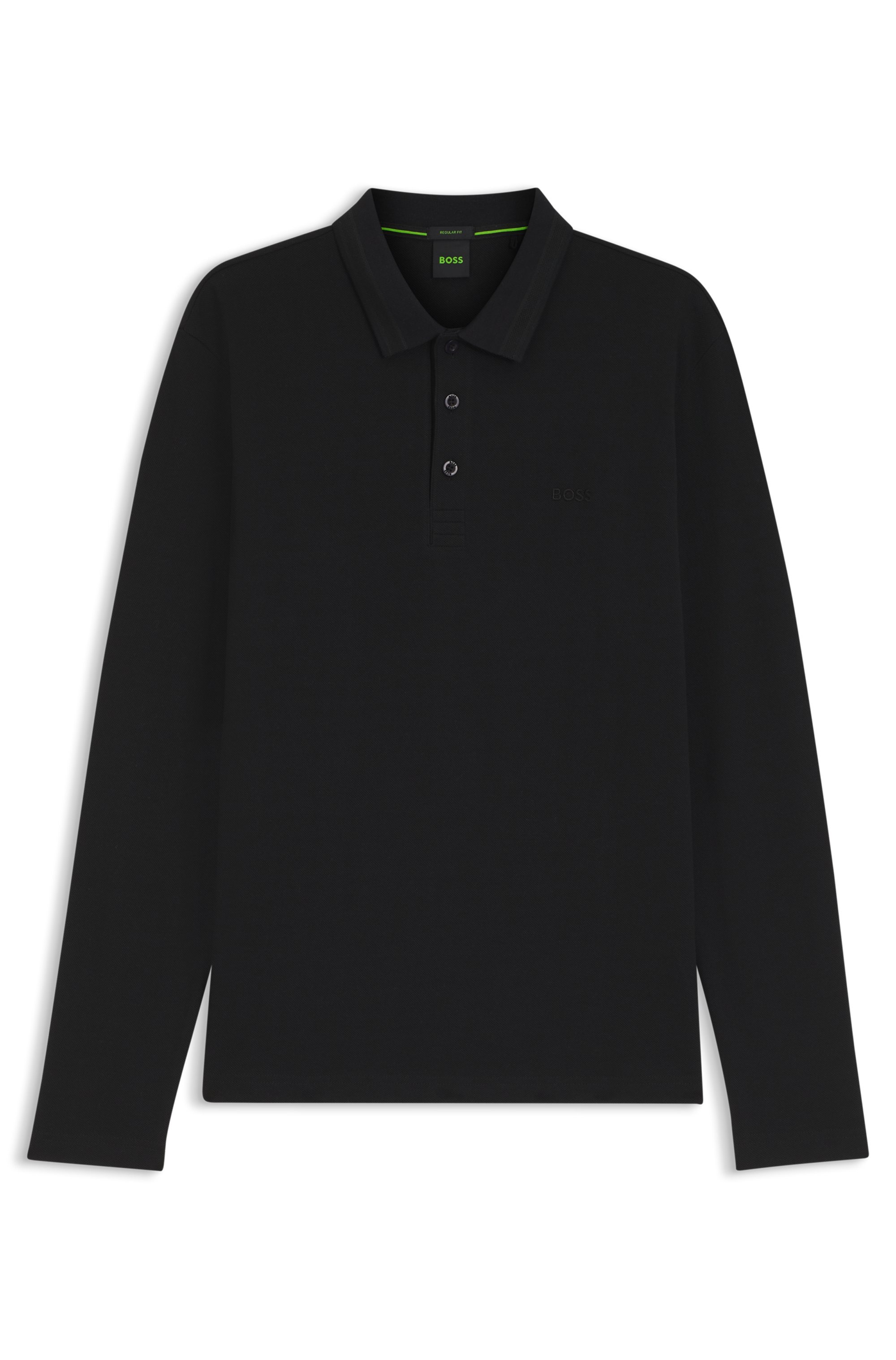 BOSS GREEN Polo à manches longues »Plisy« mit Streifen am Kragen