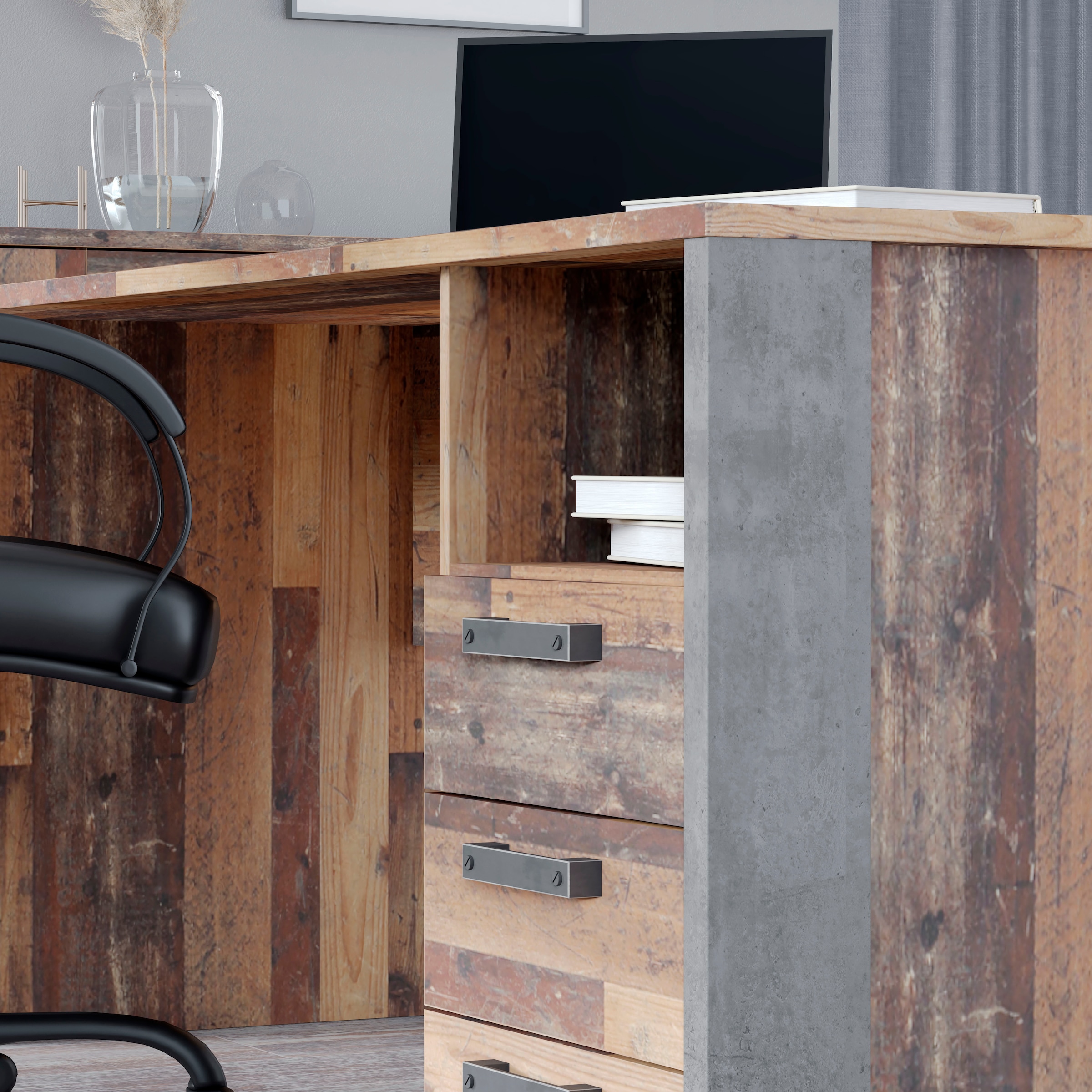 FORTE Schreibtisch »Clif« Computertisch mit Schubladen, Industriedesign, Breite 160 cm