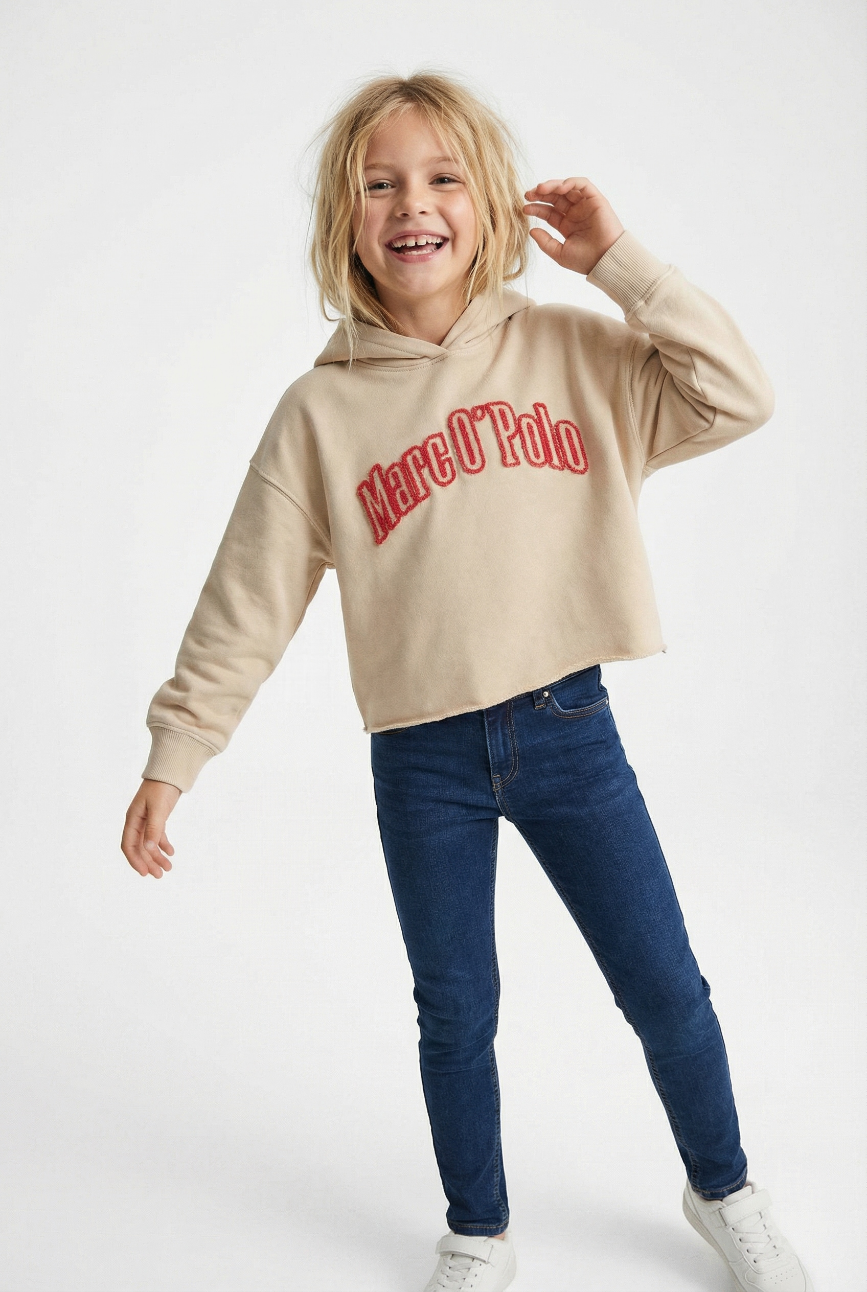 Marc O'Polo Junior Sweat à capuche , für Mädchen, verkürzte Länge mit Rollkante, lockere Passform
