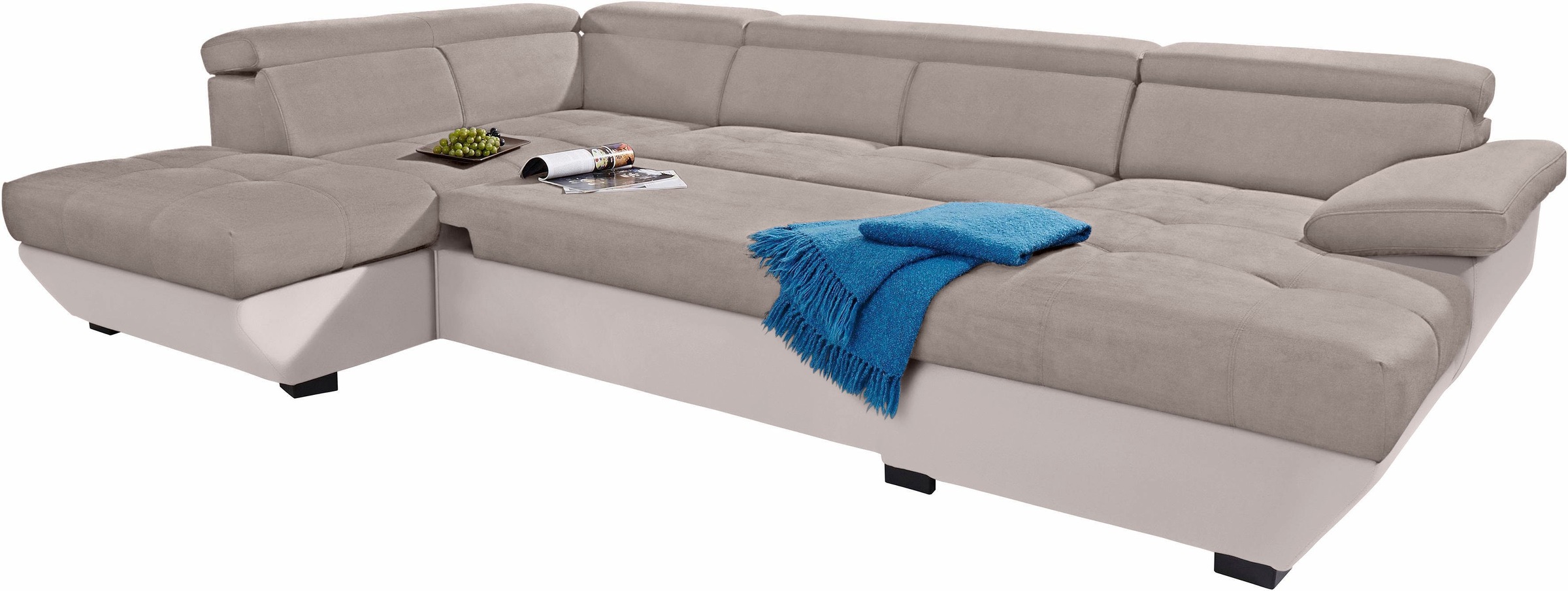 COTTA Polstergarnitur »Speedway U-Form«, (Set), Set bestehend aus: Wohnlandschaft mit Kopfteilverstellung & Hocker