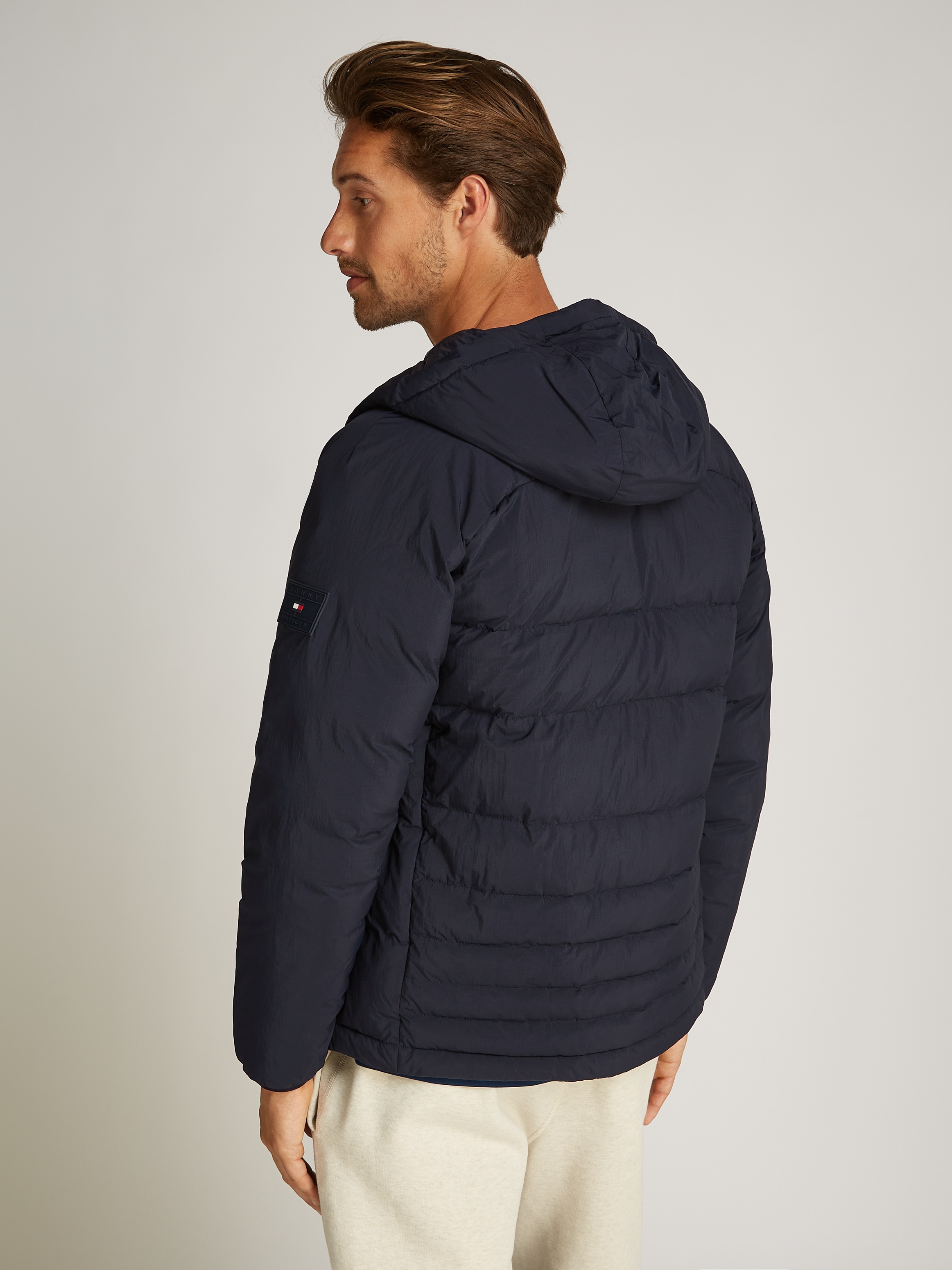 Tommy Hilfiger Steppjacke »MIX QUILT HOODED JACKET«, mit Kapuze, mit Raglanärmeln