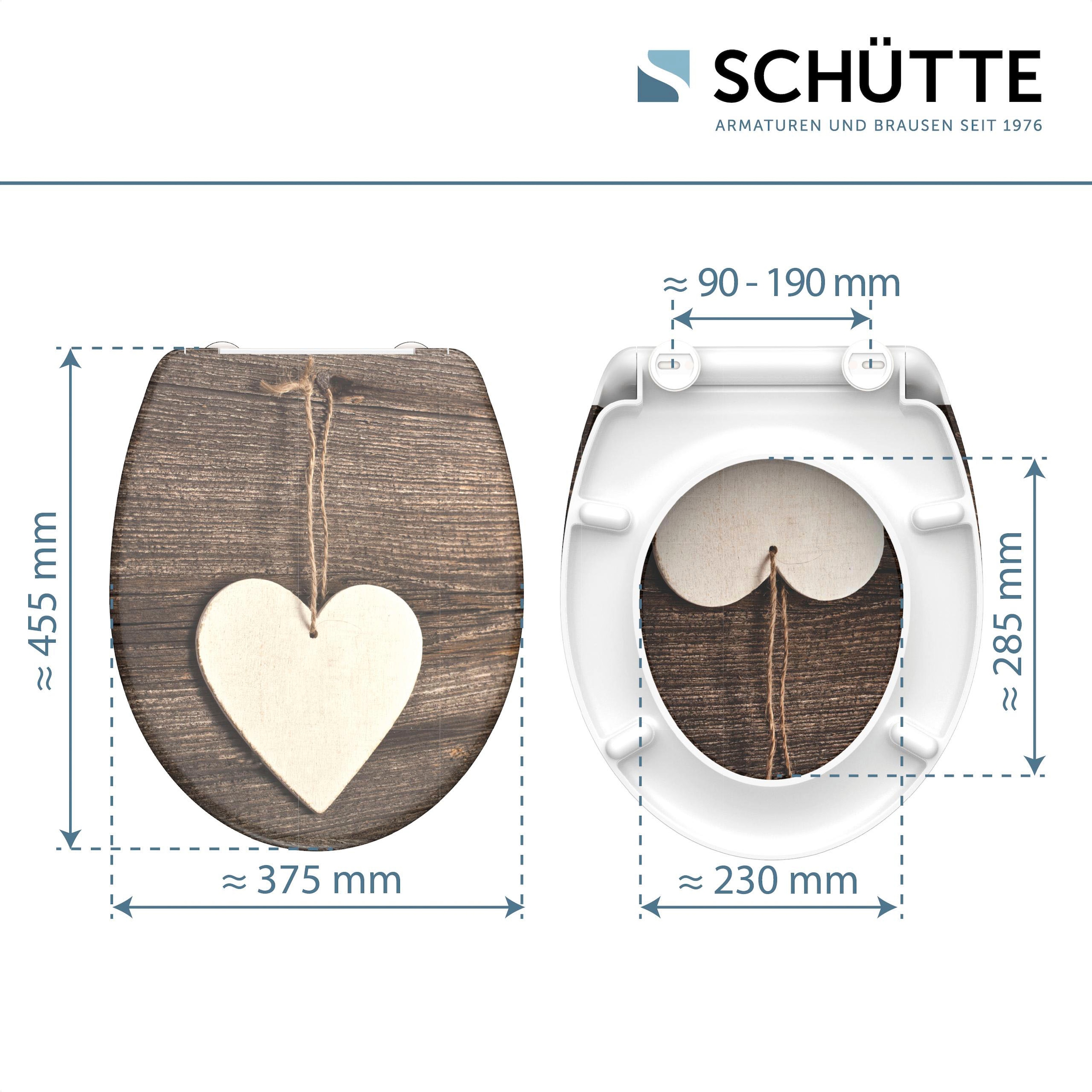 Schütte WC-Sitz »Wood Heart«, Duroplast, mit Absenkautomatik und Schnellverschluss