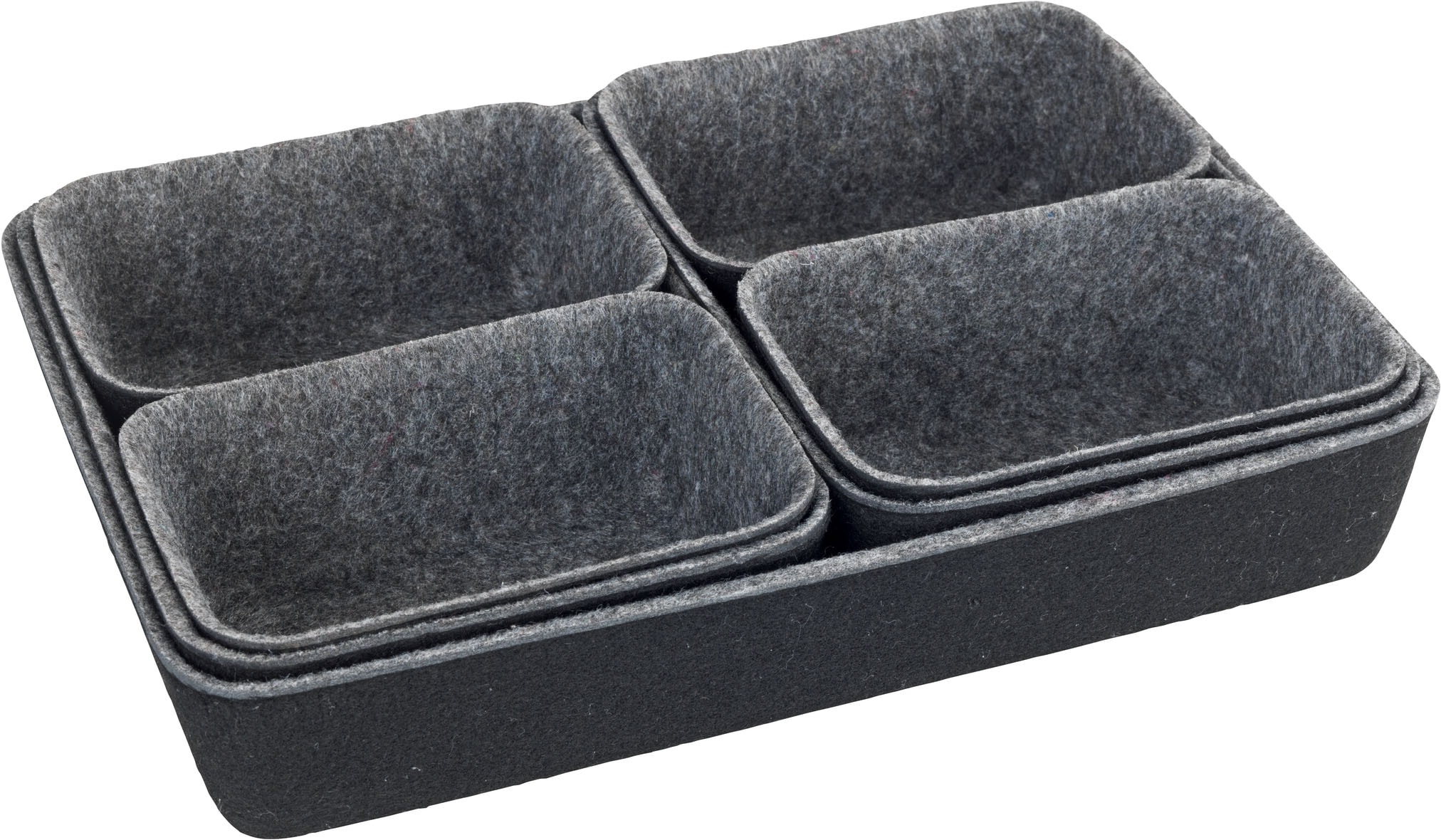 WENKO Organiseur boîtes de rangement pour tiroirs, 3 tailles, feutre polyester recyclé
