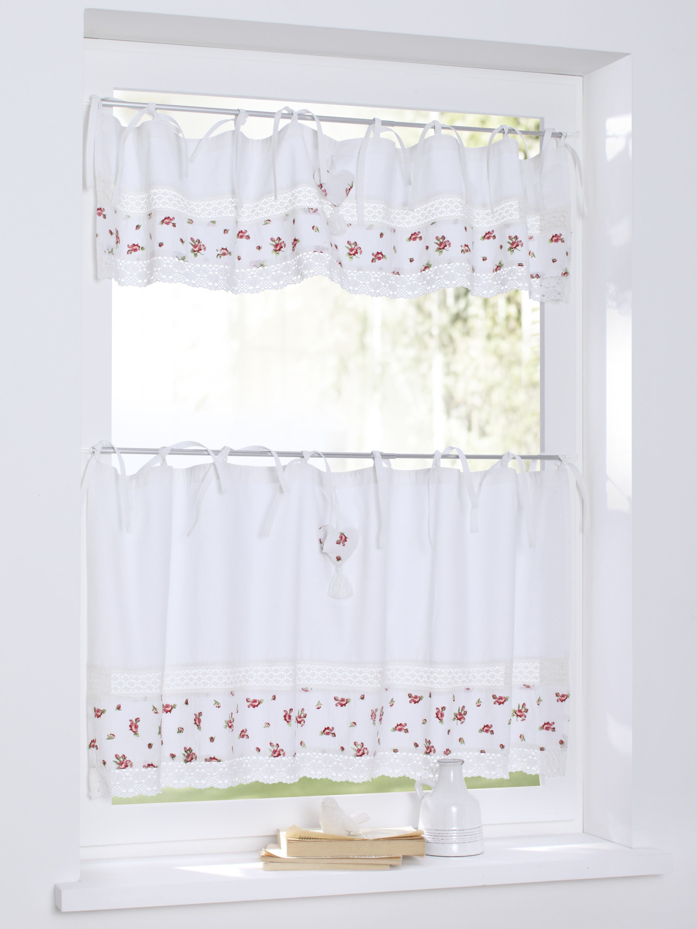 Image of Kutti Scheibengardine »Lavie«, (1 St.), Rosen, Herz, Bindebänder, 2 Höhen bei Ackermann Versand Schweiz