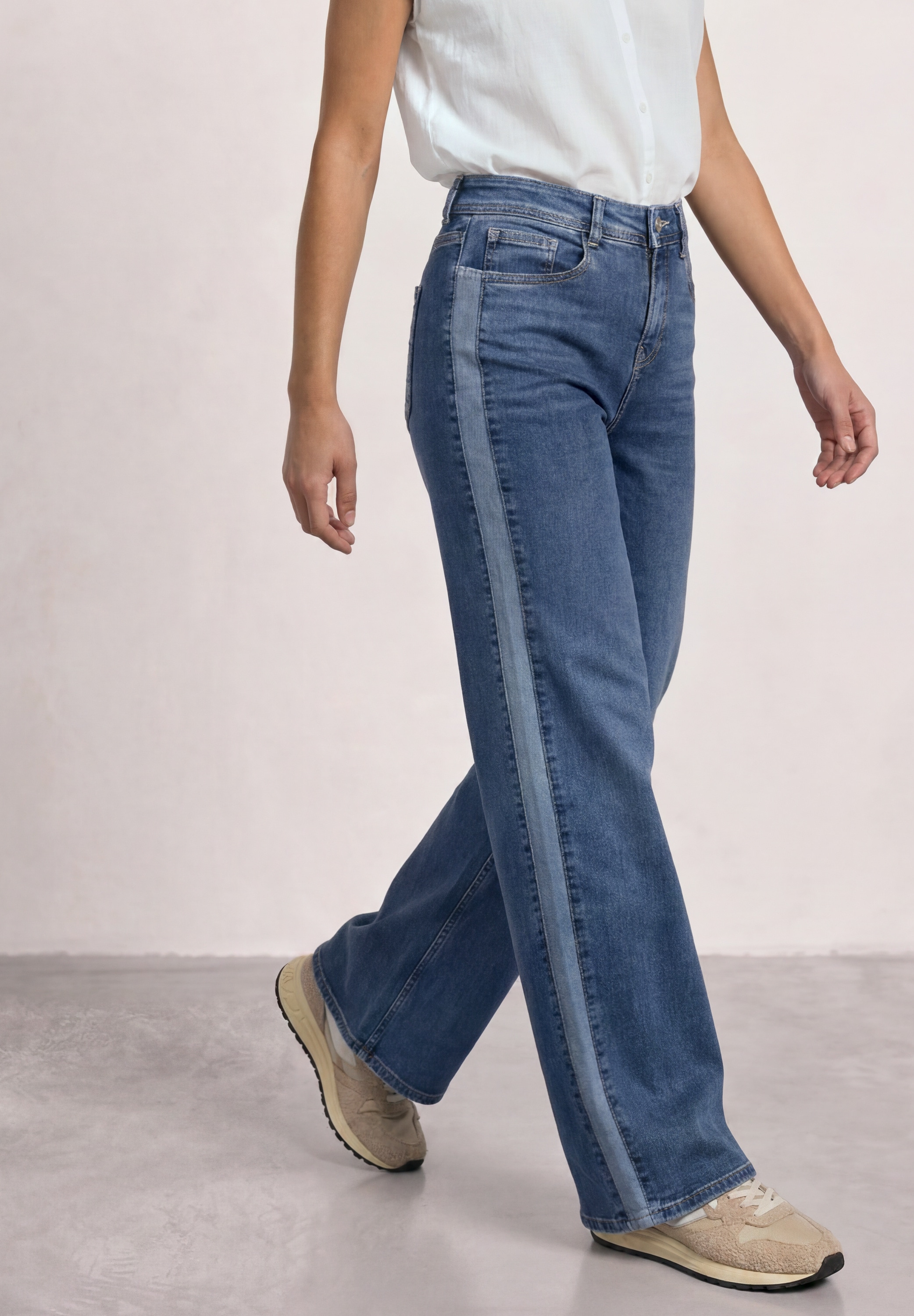 STREET ONE Jeans loose fit avec bandes gallon / jambe large / stretch