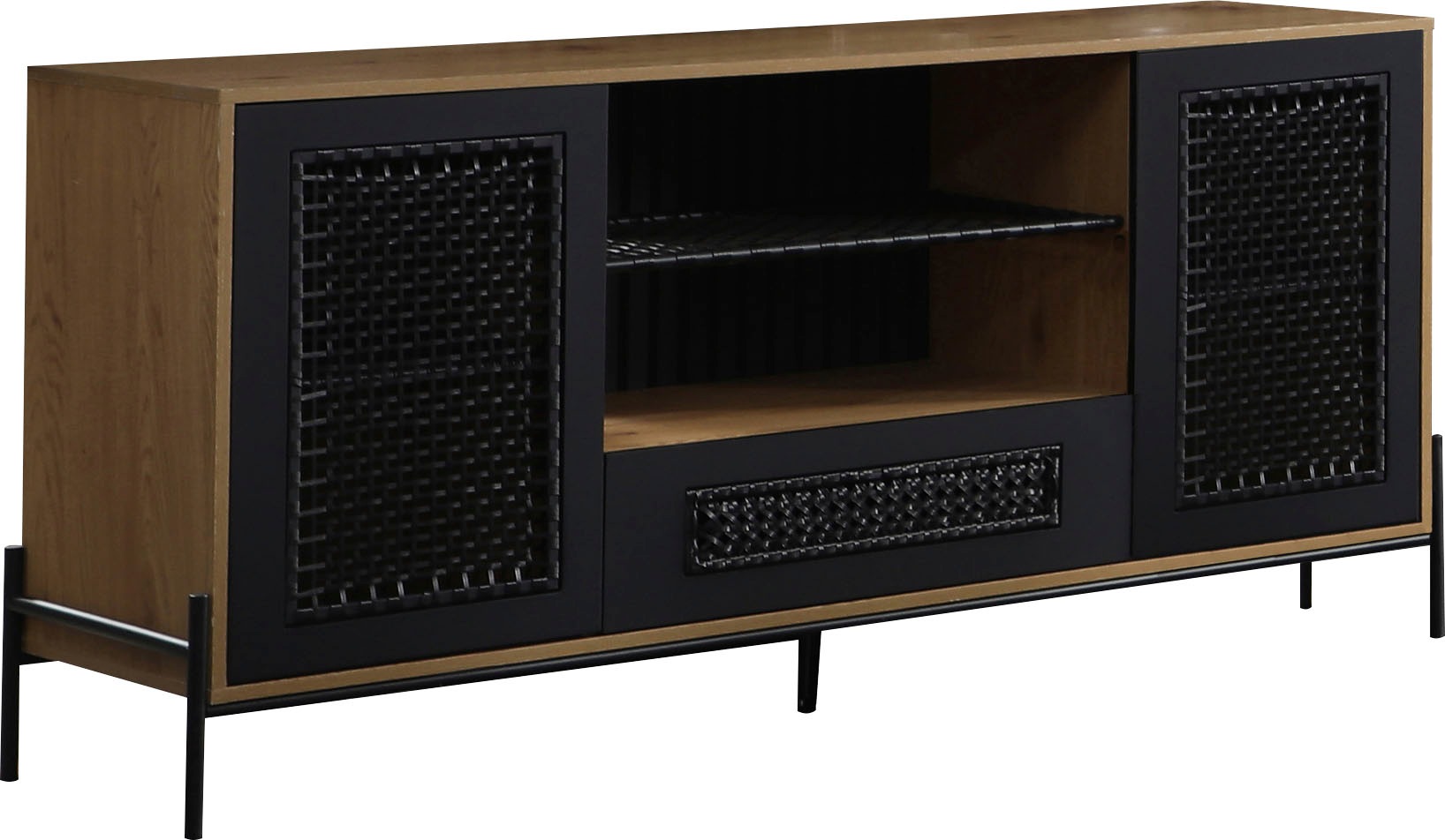 Image of SalesFever Sideboard, Mit mattschwarzem Einsatz aus Polyrattan bei Ackermann Versand Schweiz