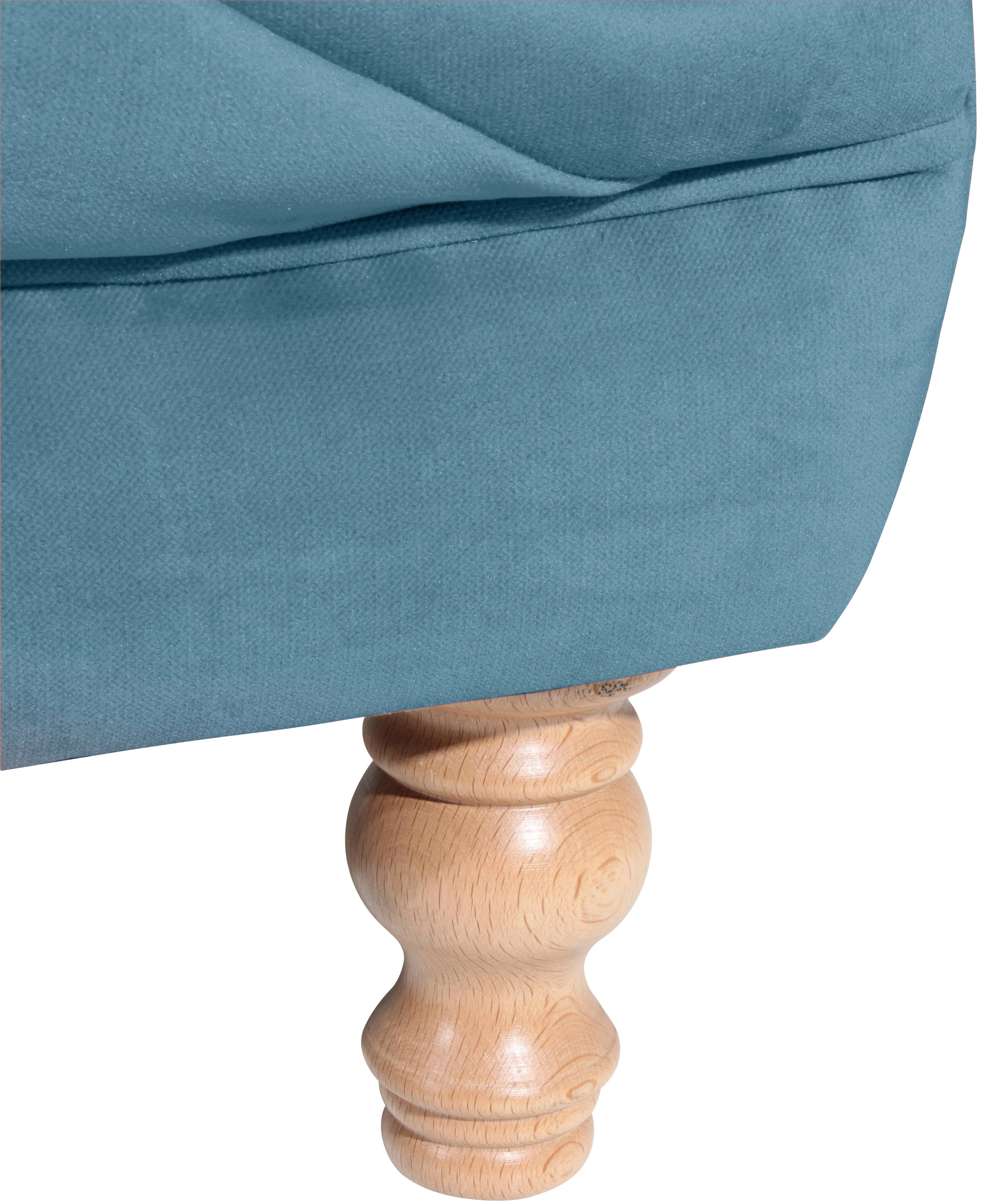 Max Winzer® Chesterfield-Sofa »Isabelle«, mit Knopfheftung & gedrechselten Füssen in Buche natur, Breite 200 cm