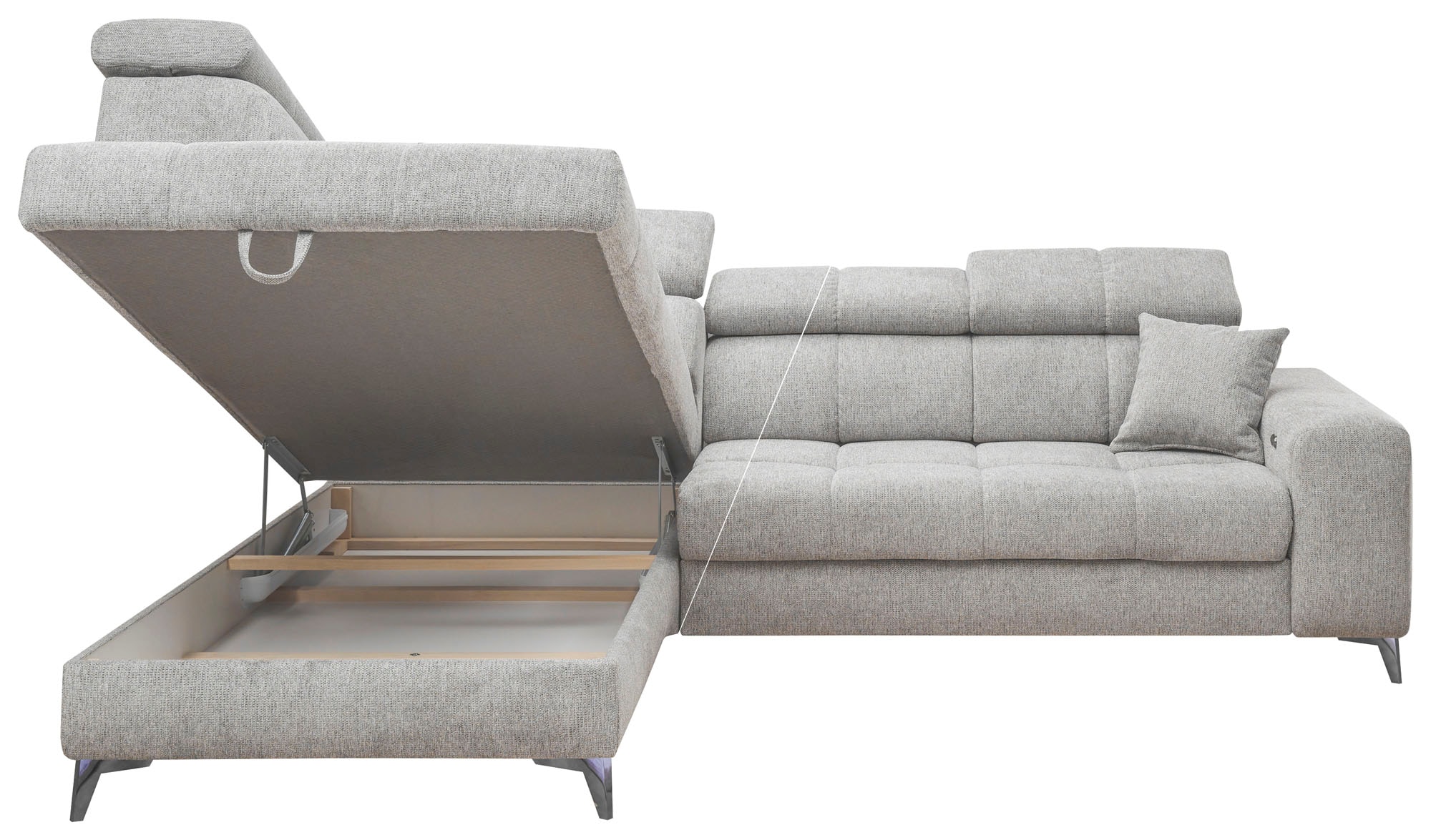 ED EXCITING DESIGN Ecksofa »Sydney L-Form« motorischer Sitztiefenverstellung, USB-Port & 2 Zierkissen