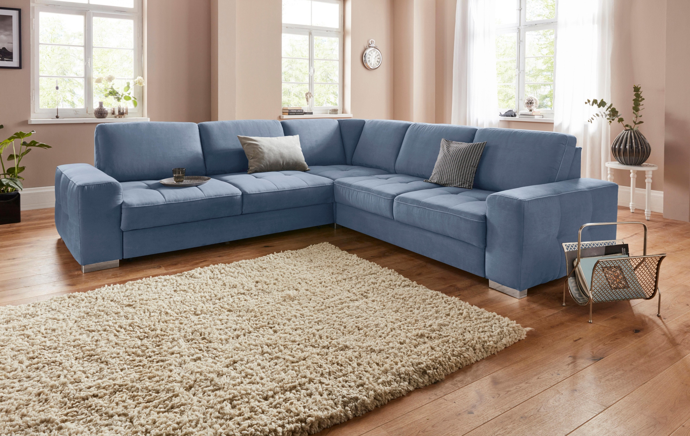 sit&more Ecksofa »Santorini L-Form« mit Federkern und Sitztiefenverstellung, wahlweise mit Bettfunktion