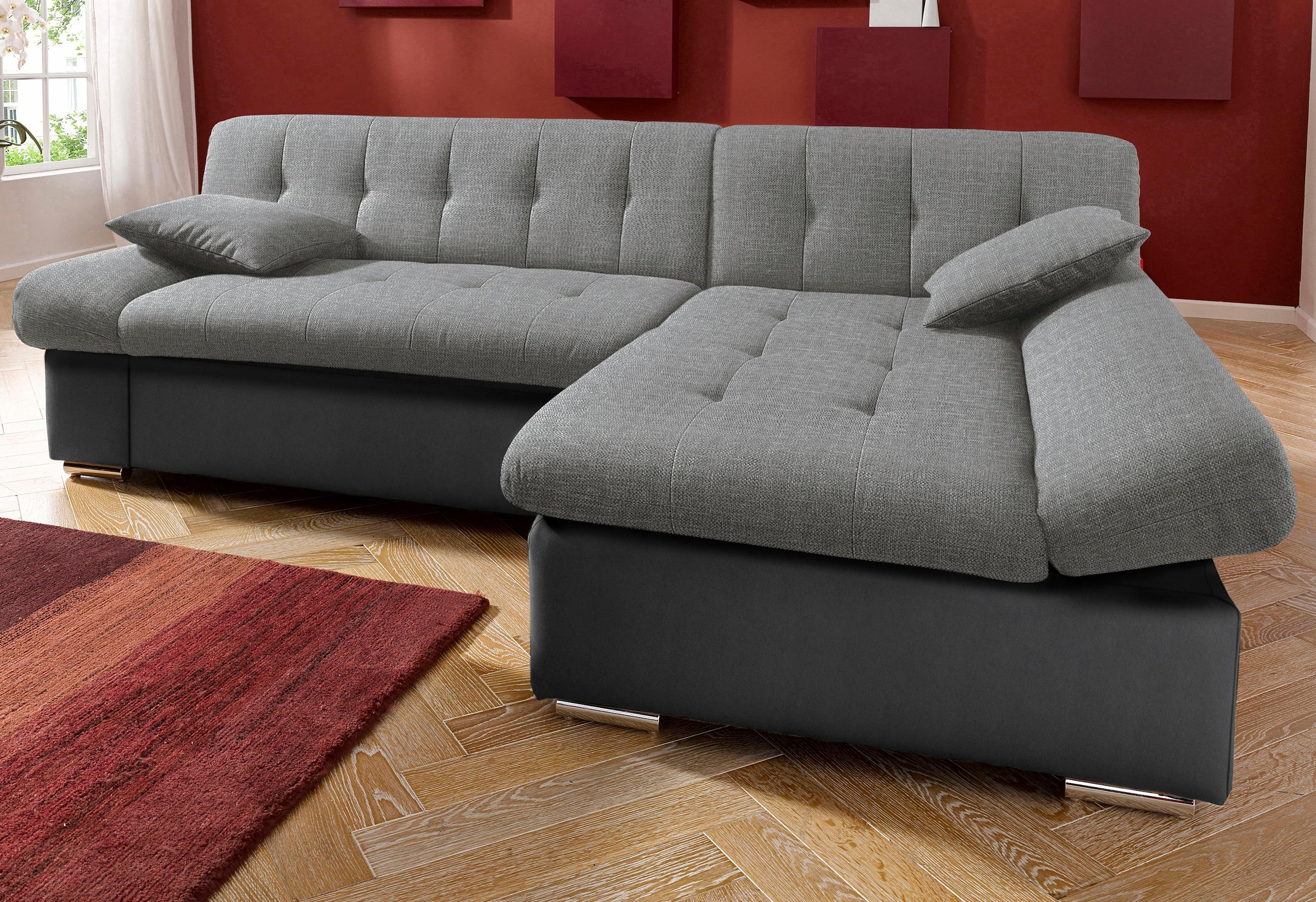 TRENDMANUFAKTUR Ecksofa »Reggae, modern und bequem, aktueller Materialmix, L-Form«, inkl. verstellbare Armlehne, wahlweise mit Bettfunktion