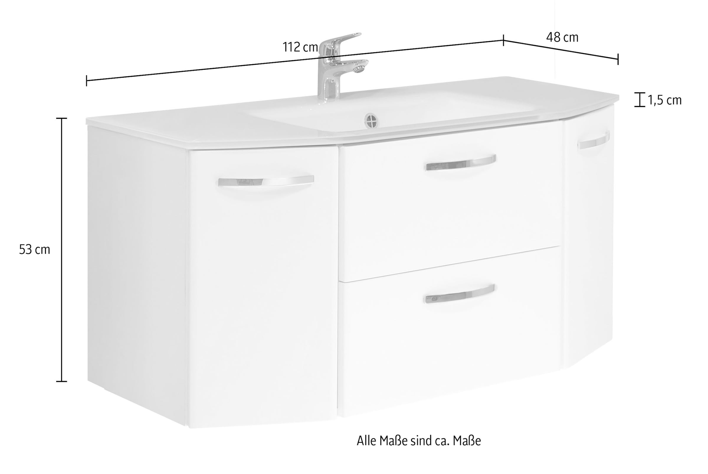 Saphir Waschtisch »Quickset 326, mit Glasbecken, 112cm breit« 2 Stk. tlg.
