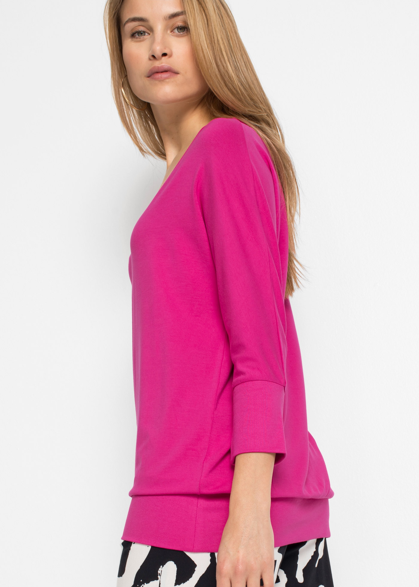 bonprix T-shirt oversize »Oversized-Shirt aus fliessender Viskose« coupe ample, manches 3/4, encolure large, en viscose