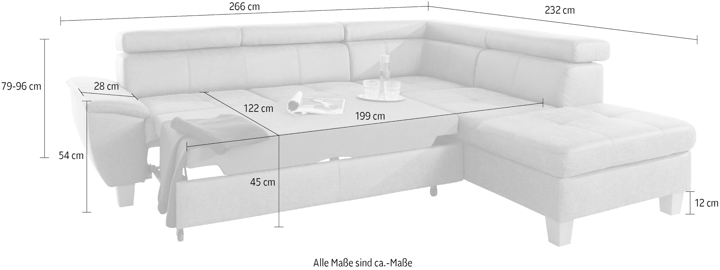 Bettkasten Kopfteilverstellung, inklusive fashion sofa »Enya«, und auf Bettfunktion exxpo - Ecksofa versandkostenfrei wahlweise