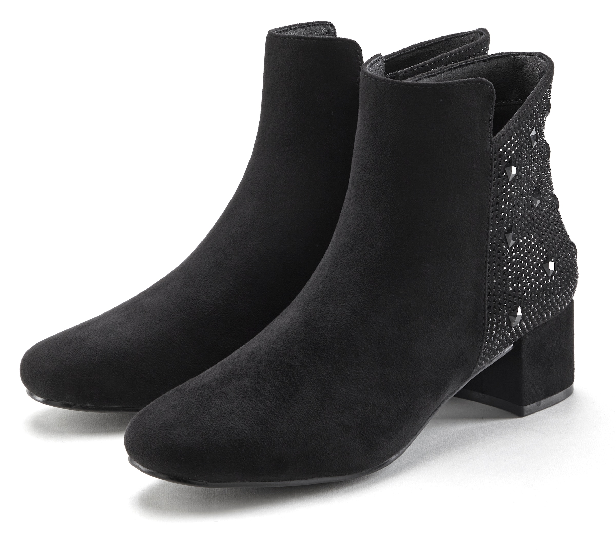 Image of LASCANA Stiefelette "Stiefel," mit raffiniertem Detail und Blockabsatz VEGAN