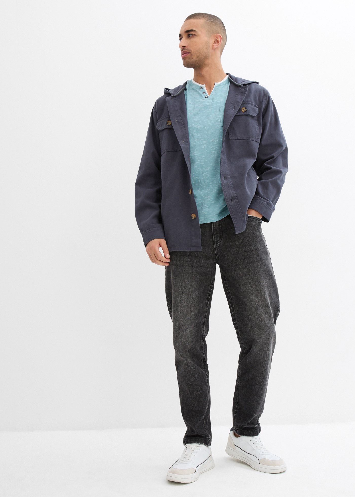 bonprix 2-in-1-Shirt »2 in 1 Shirt, Kurzarm« Regular Fit, mit Brusttasche, Henley-Stil, Lagen-Look