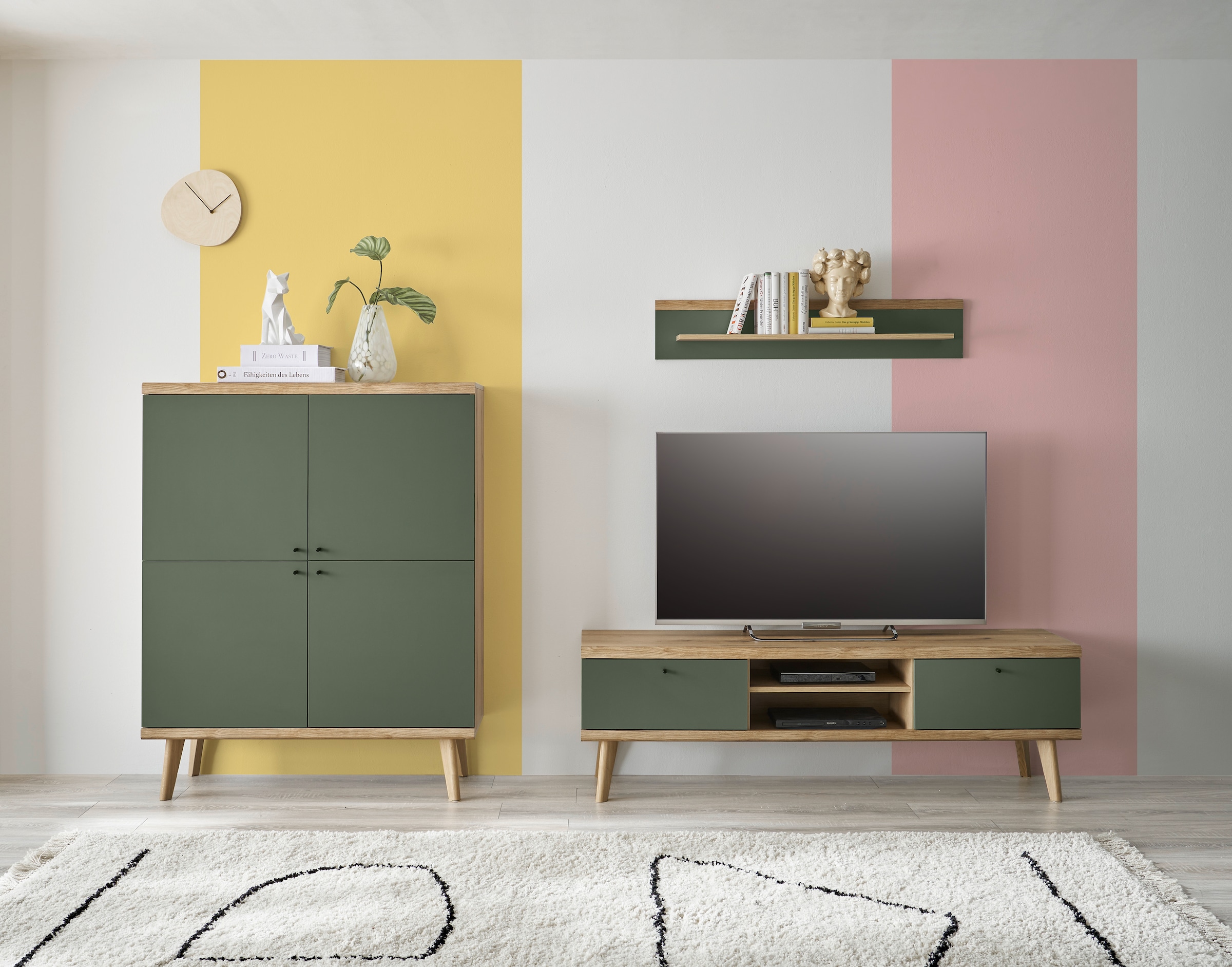 Image of Home affaire Lowboard "MAVAS" in moderner Trendfarbe, Griffe aus Metall (Schwarz), Breite 160 cm