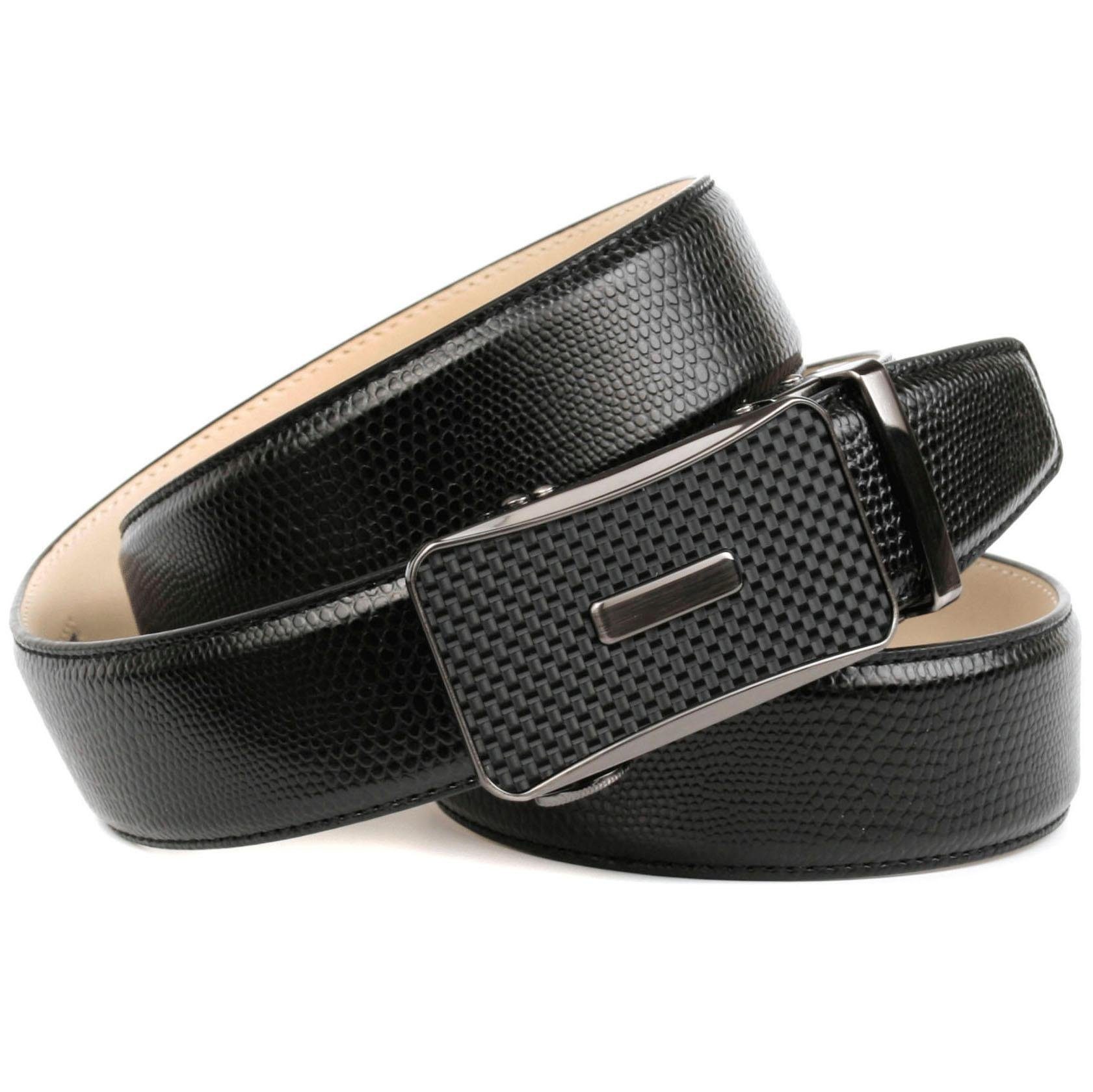 Image of Anthoni Crown Ledergürtel, in Waran-Prägung mit Schliesse in Karbon-Design bei Ackermann Versand Schweiz