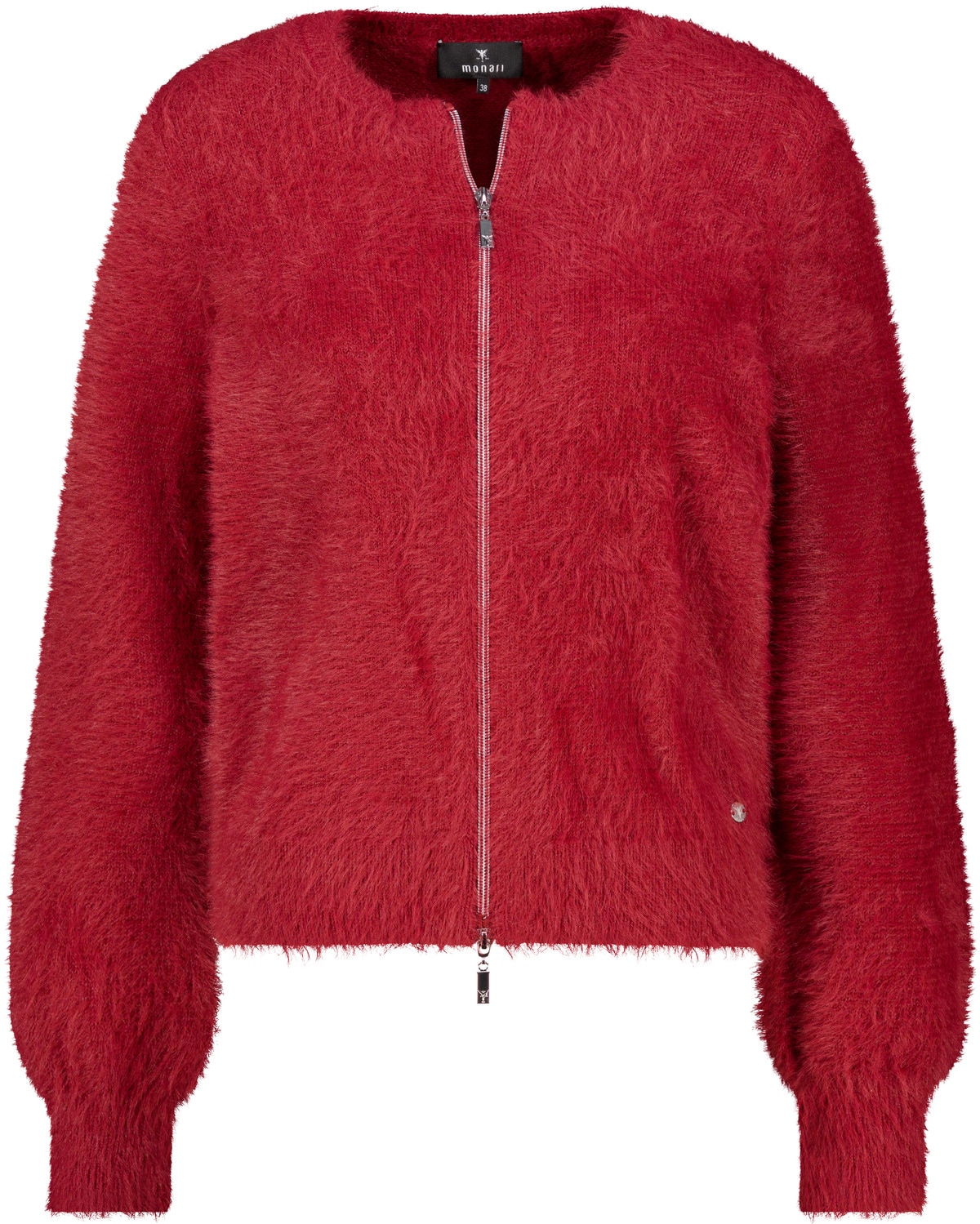 Monari Strickjacke »Plüsch« im flauschigen Materialmix, Rundhals