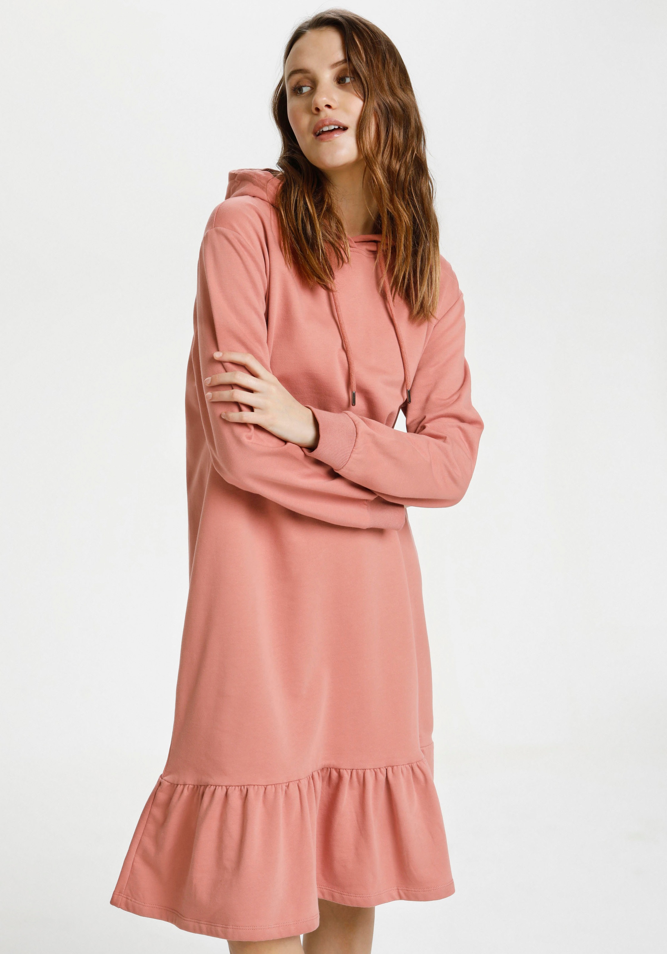 Image of Saint Tropez Sweatkleid »SZ-HAMIDA«, Hoodie-Style mit Volant am Saum bei Ackermann Versand Schweiz