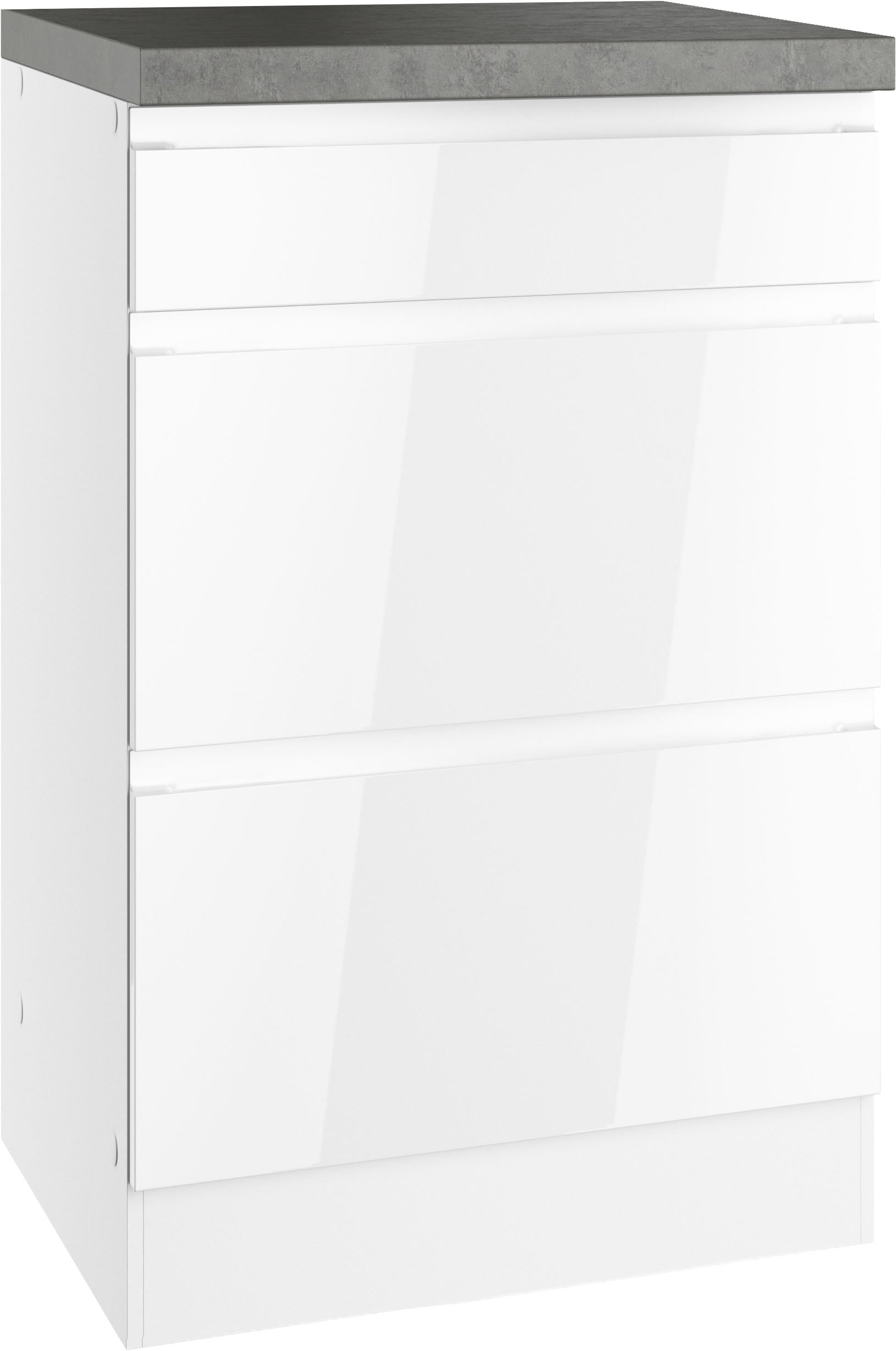 KOCHSTATION Armoire basse »KS-Virginia,neu in verbesserter Ausführung« Rangement, Softclose, avec plan de travail CPL,  largeur 50 cm, 1 tiroir, 2 rallonges, fonction soft-close