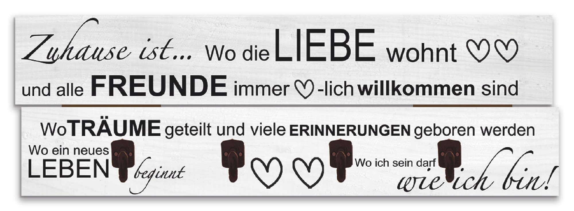 Image of Artland Garderobenleiste »Wo die Liebe wohnt«, platzsparende Wandgarderobe aus Holz mit 4 Haken, geeignet für kleinen, schmalen Flur, Flurgarderobe bei Ackermann Versand Schweiz