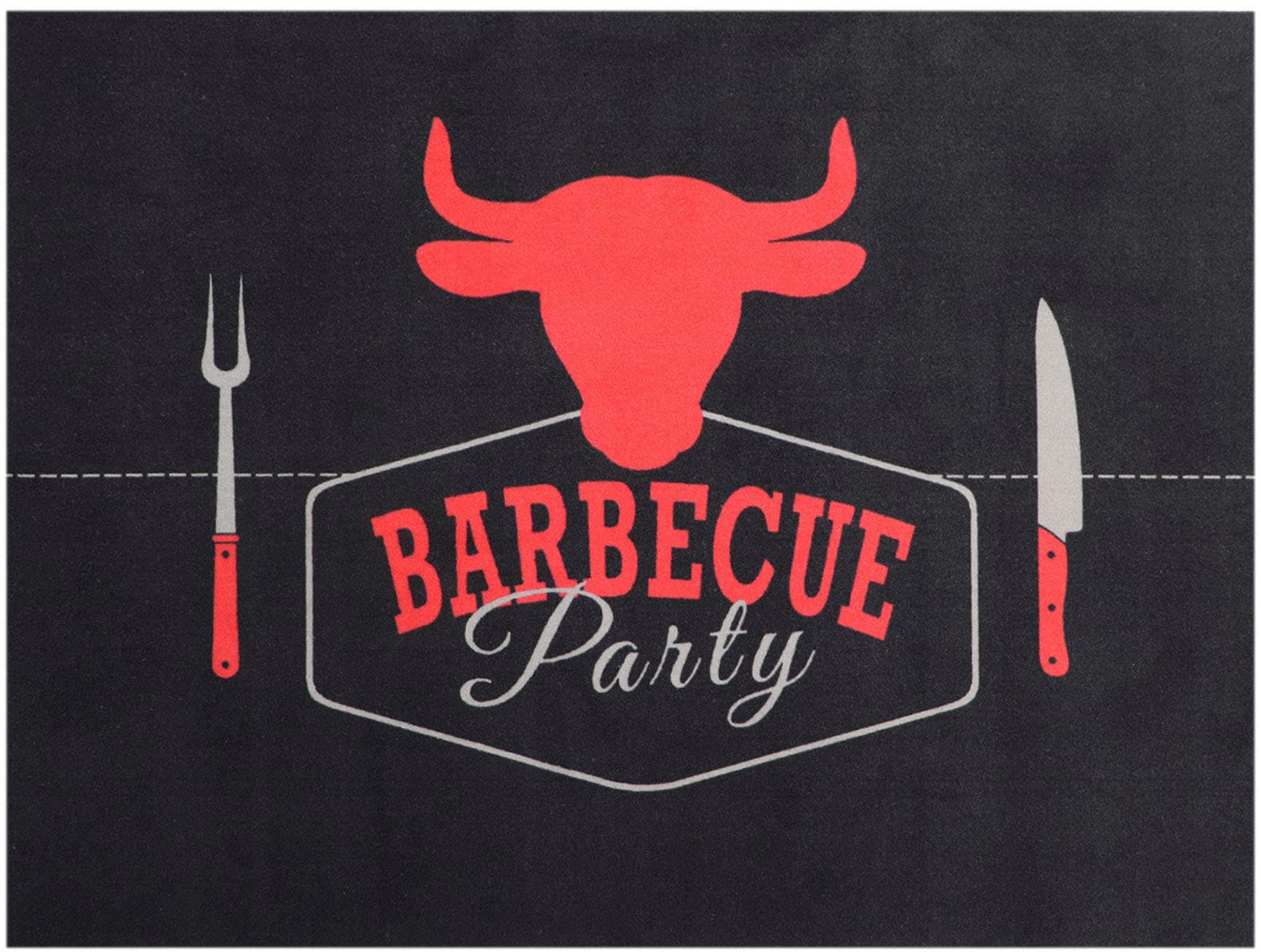 Image of Primaflor-Ideen in Textil Fussmatte "BBQ Grillunterlage BARBECUE schwarz, Made in Belgium" rechteckig 5 mm Höhe Grillmatte ideal als Bodenschutz, ruschhemmend, waschbar