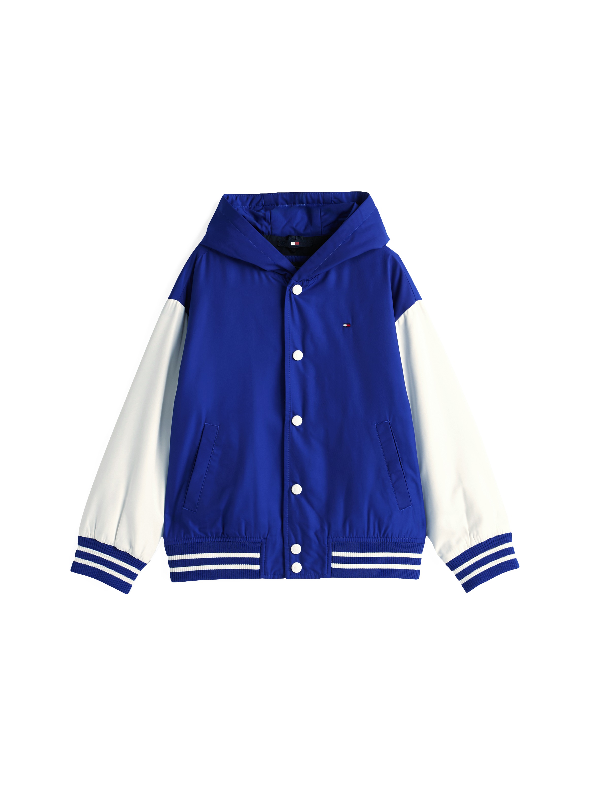 Tommy Hilfiger Bomberjacke »HOODED GRAPHIC BOMBER«, mit Kapuze, mit grossem Logo, Kontrast-Streifen