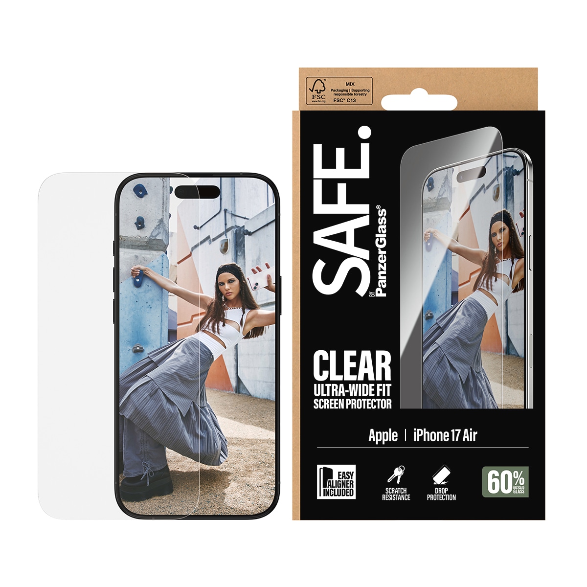 Image of SAFE by PanzerGlass Displayschutzglas "Ultra-Wide Fit Screen Protector" für Apple iPhone Air Displayschutzfolie, Schutzfolie, Bildschirmschutz, kratz- & stossfest