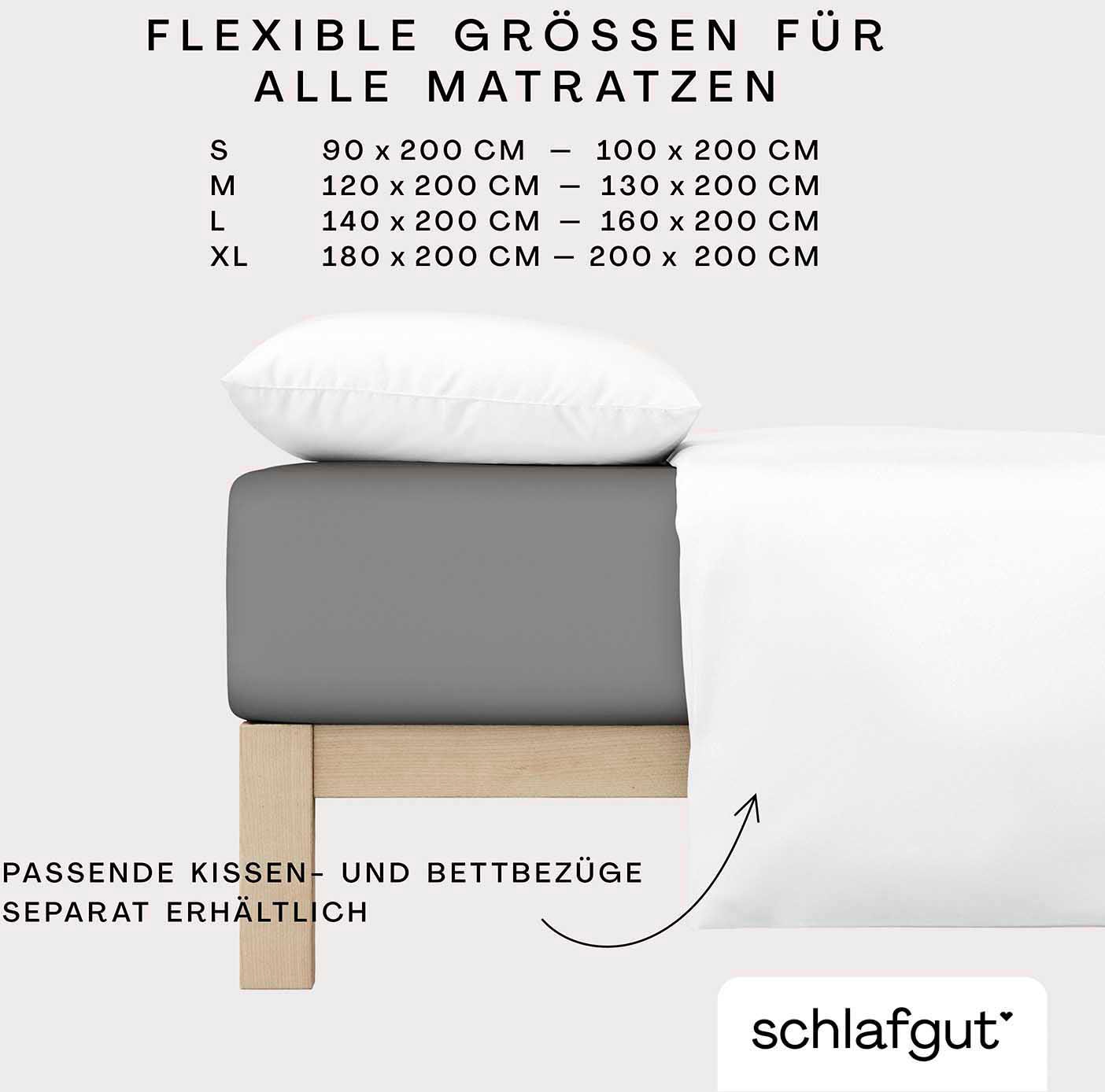 Schlafgut Spannbettlaken »CASUAL u.a. in Gr. 90x200, 140x200 oder 180x200 cm, 100% Bio-Baumwolle«, Bettlaken für Matratzen bis 25 cm Höhe, zuverlässig, langlebig, weich