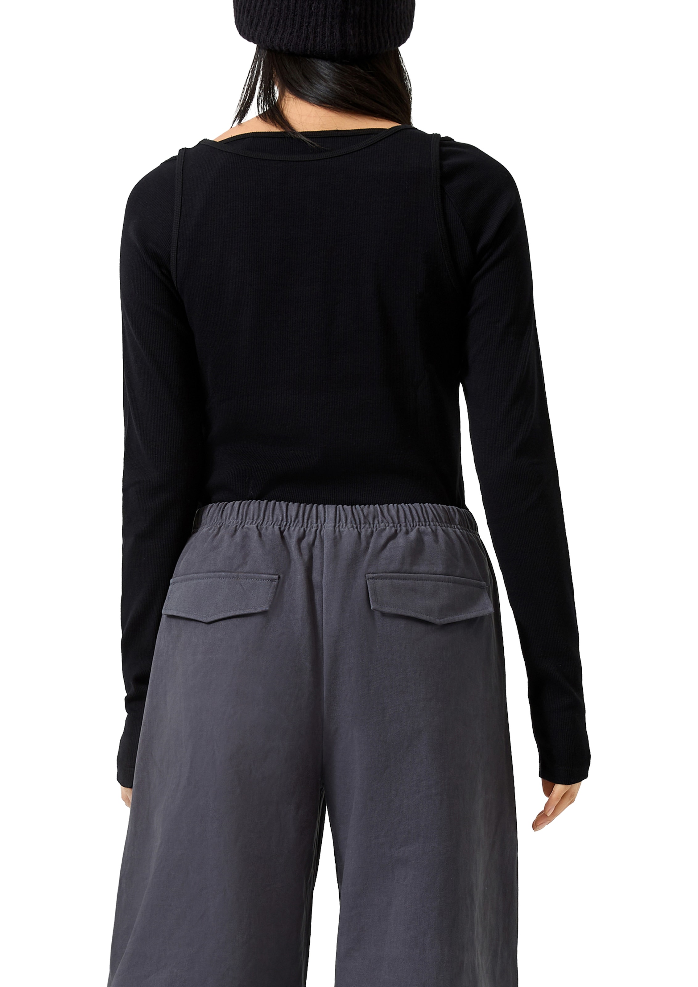 QS Langarmshirt im Doppellayer-Look / Stretch