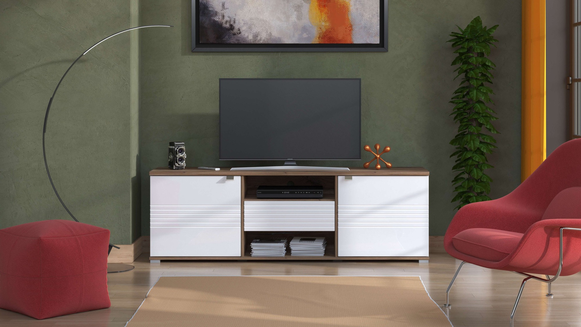 Image of Home affaire Lowboard "Grenoble TV-Lowboard, Breite 176 cm, TV-Schrank, TV-Ständer" TV-Kommode in trendigen Farben, mit viel Stauraum