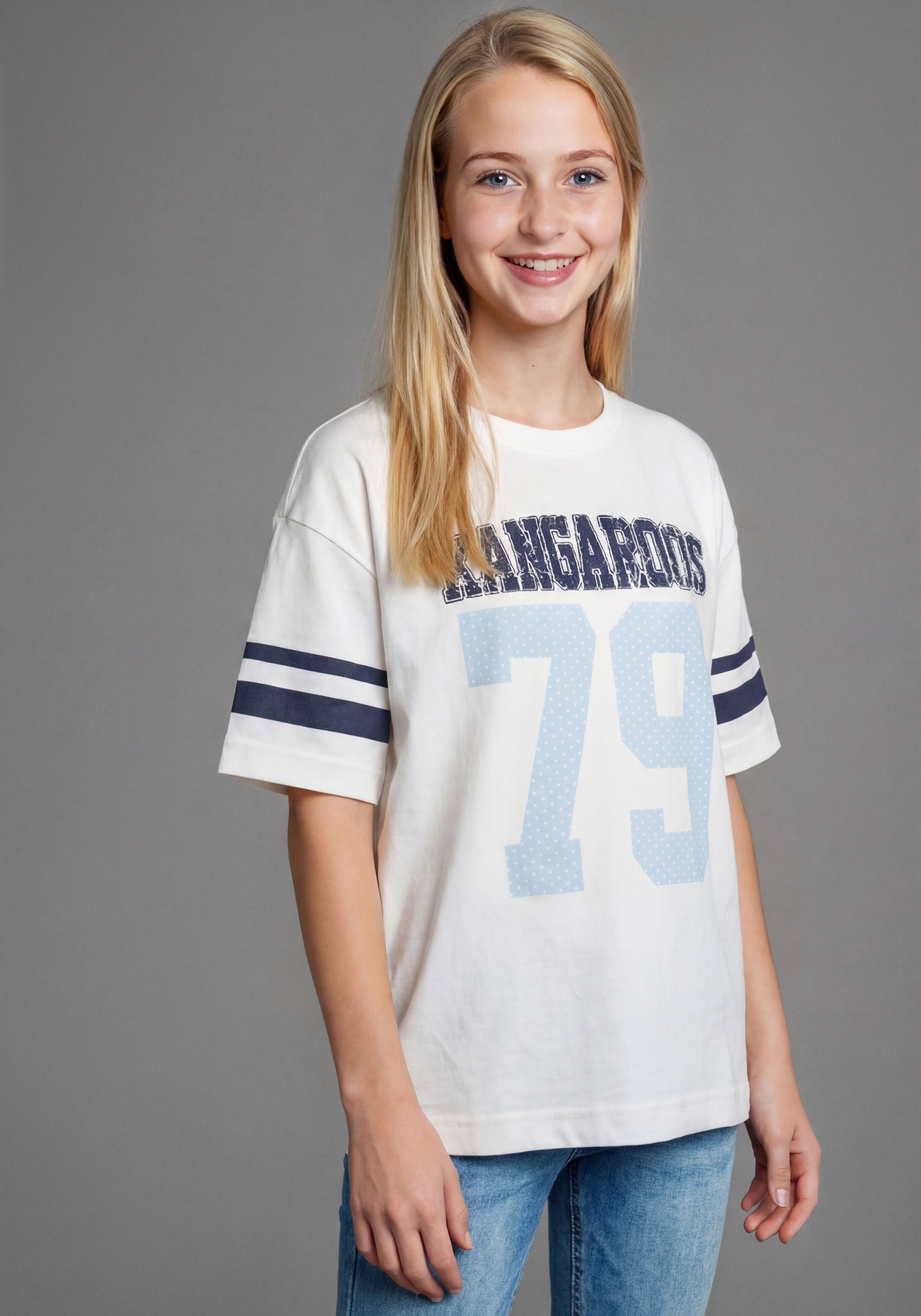 Image of KangaROOS T-Shirt "Kangaroos Shirt im sportivem Look" lässige Passform, Kurzarm, mit modischem Print, aus Baumwolle