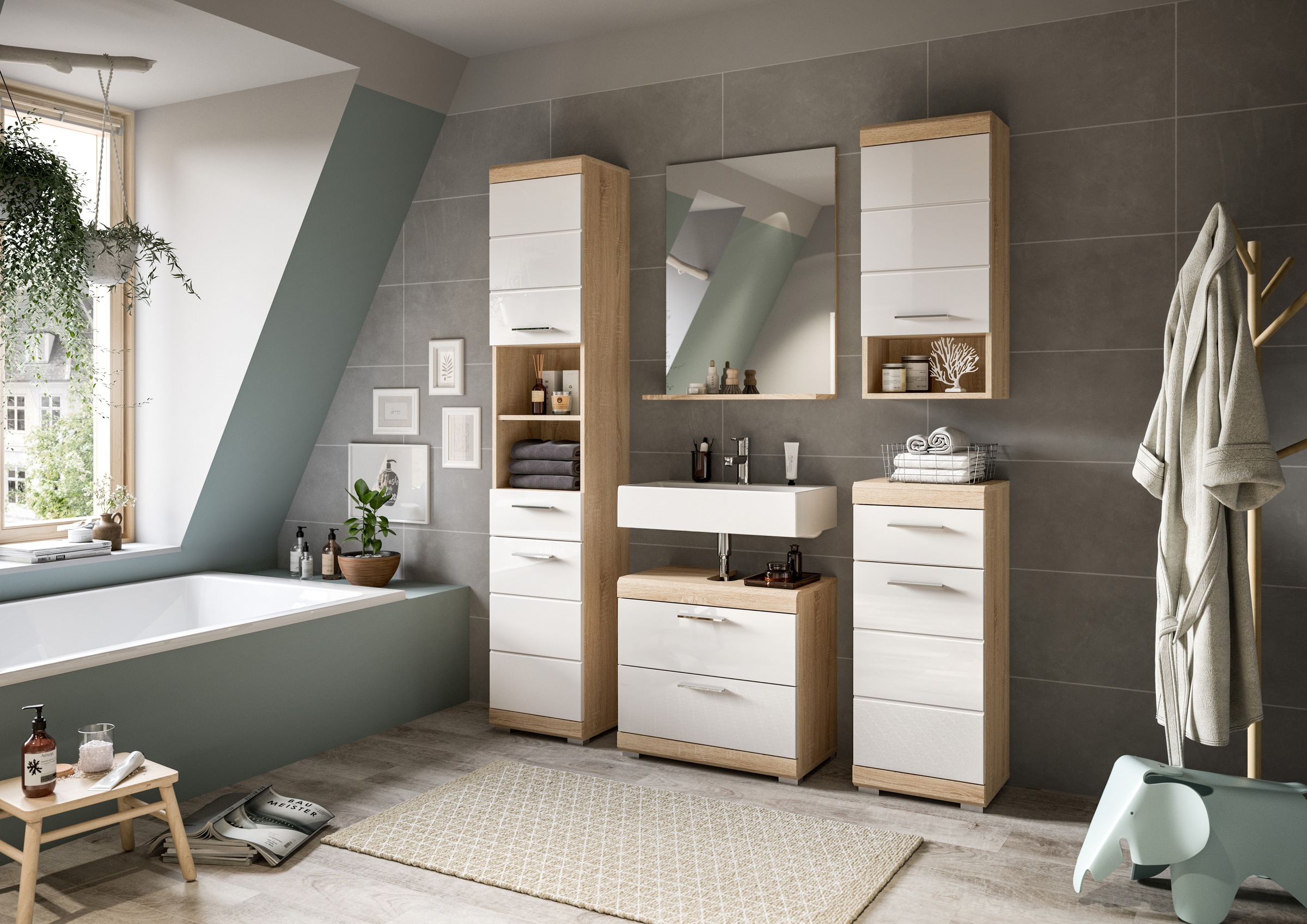 welltime Ensemble de meubles de salle de bain »Siena, 4 teilig, bestehend aus:« Set, TOPSELLER!, 3 cuis tlg.