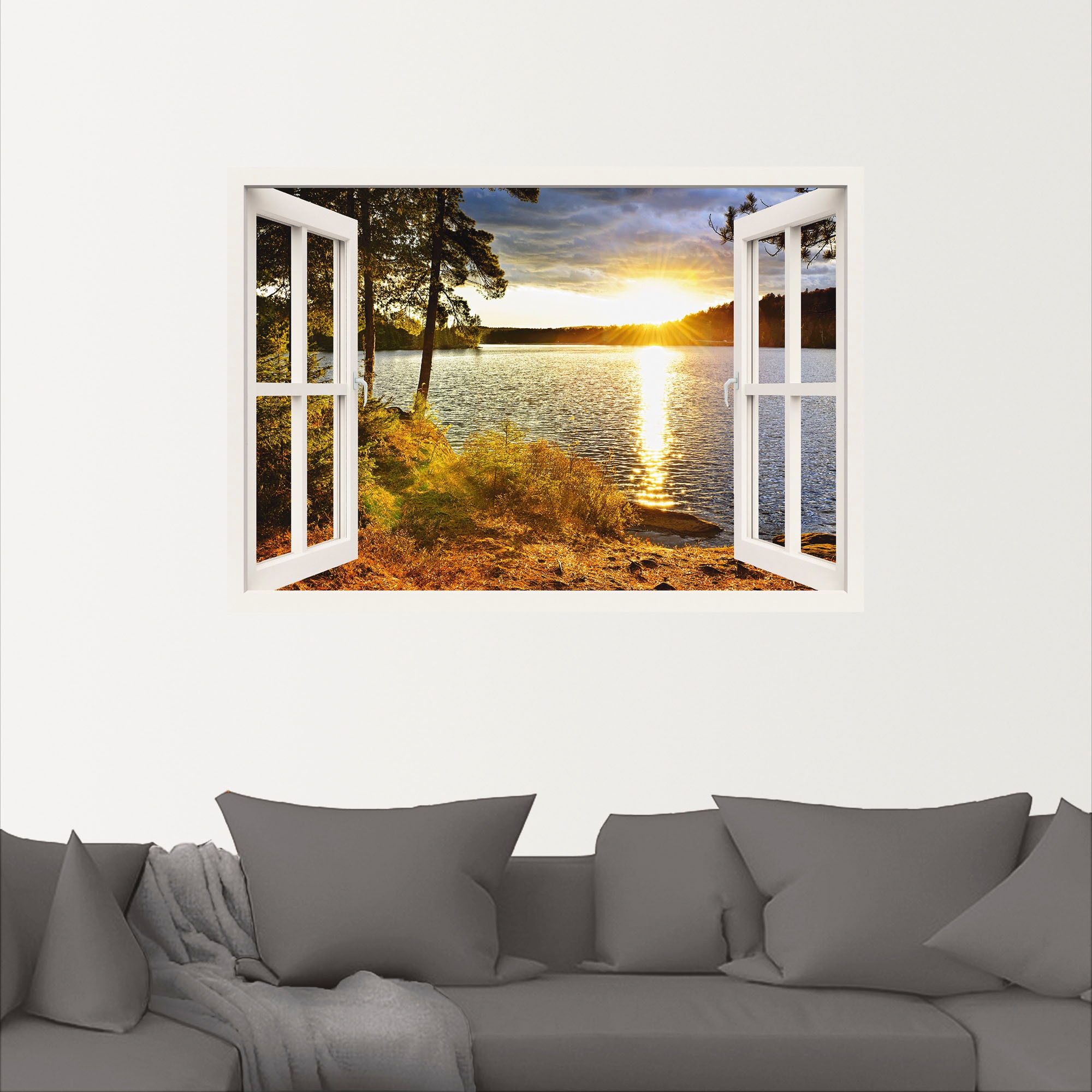 Artland Wandbild »Sonnenuntergang im Algonquin Park«, Fensterblick, (1 St.), als Leinwandbild, Poster, Wandaufkleber in verschied. Grössen