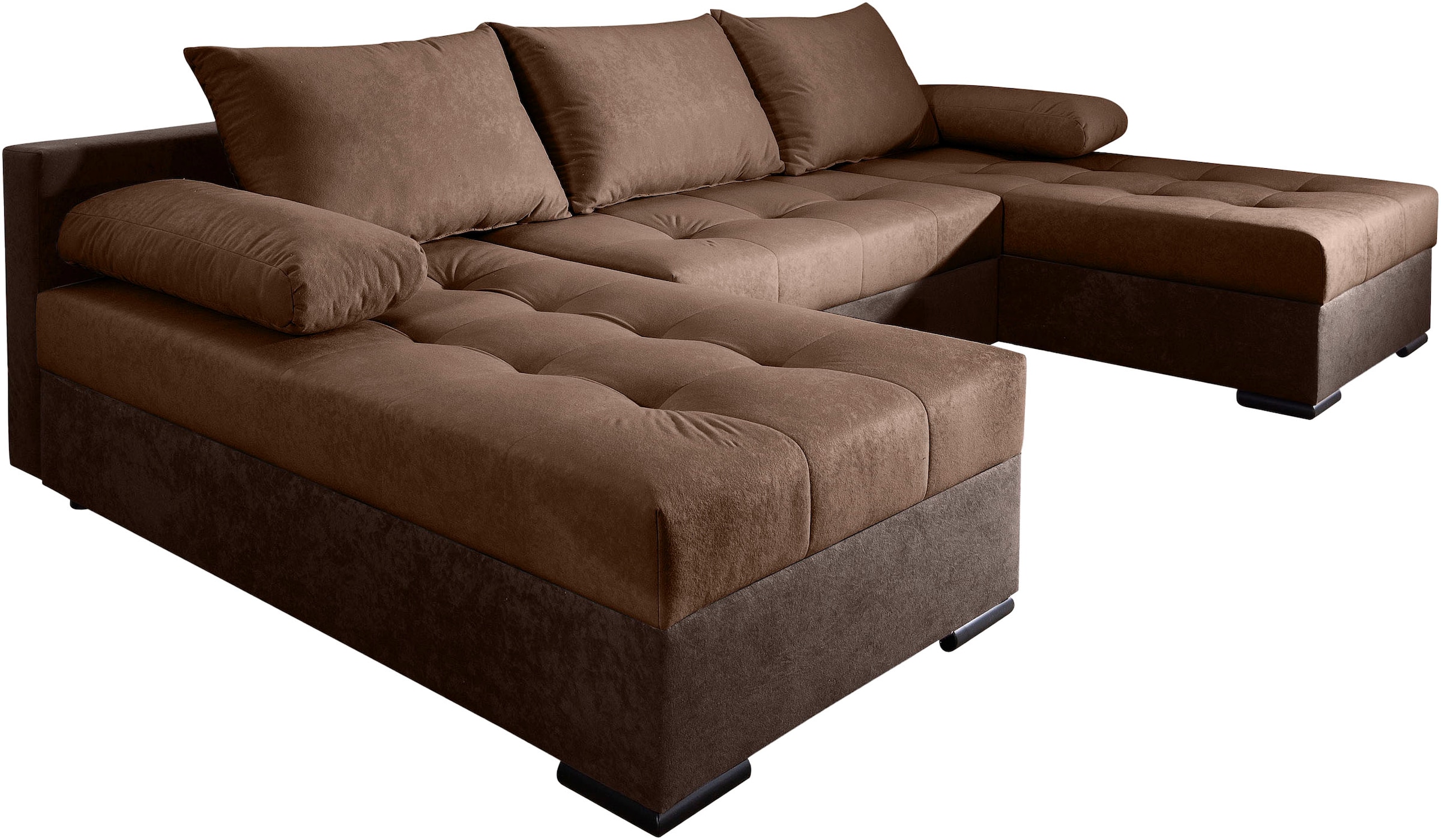 COLLECTION AB Wohnlandschaft »Josy, U-Form, Schlafsofa mit Bettkasten«, (Cord-/Mix), flexible Recamiere, Breite: 269cm, inklusive Rückenkissen