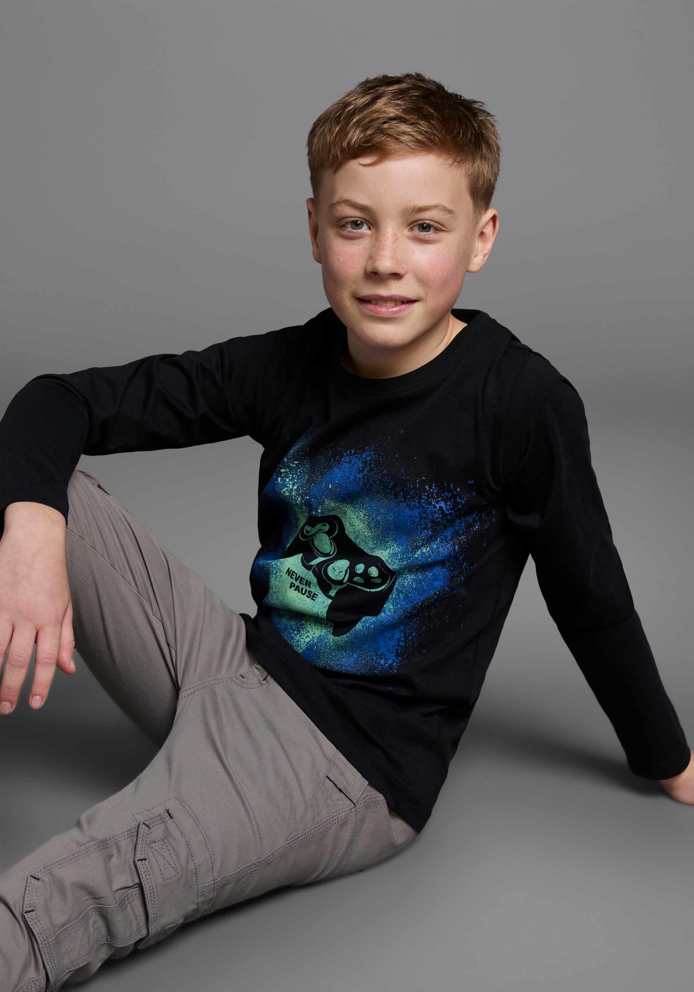 KIDSWORLD Langarmshirt »GAMER«, Langarm, Basic-Passform, mit trendigem Aufdruck