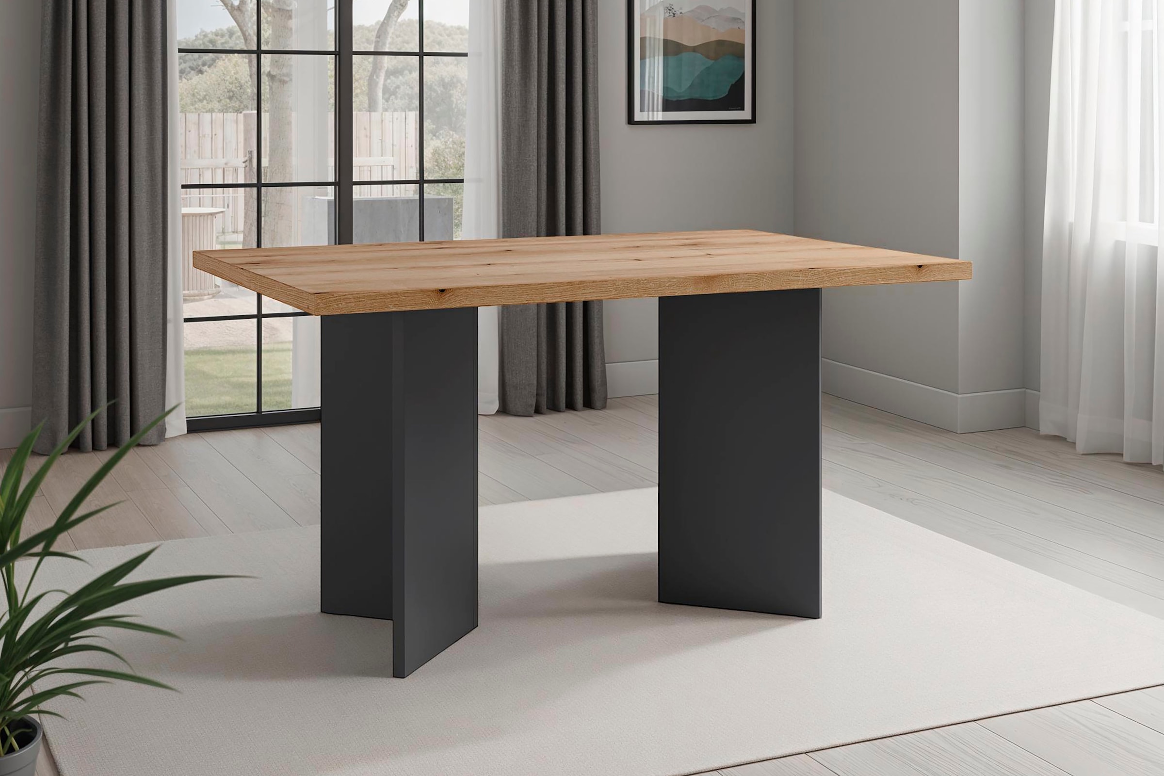 byLIVING Table de salle à manger »Marten« 1 cuis tlg. moderner Wangentisch in Eiche Nachbildung, 140 und 160 cm