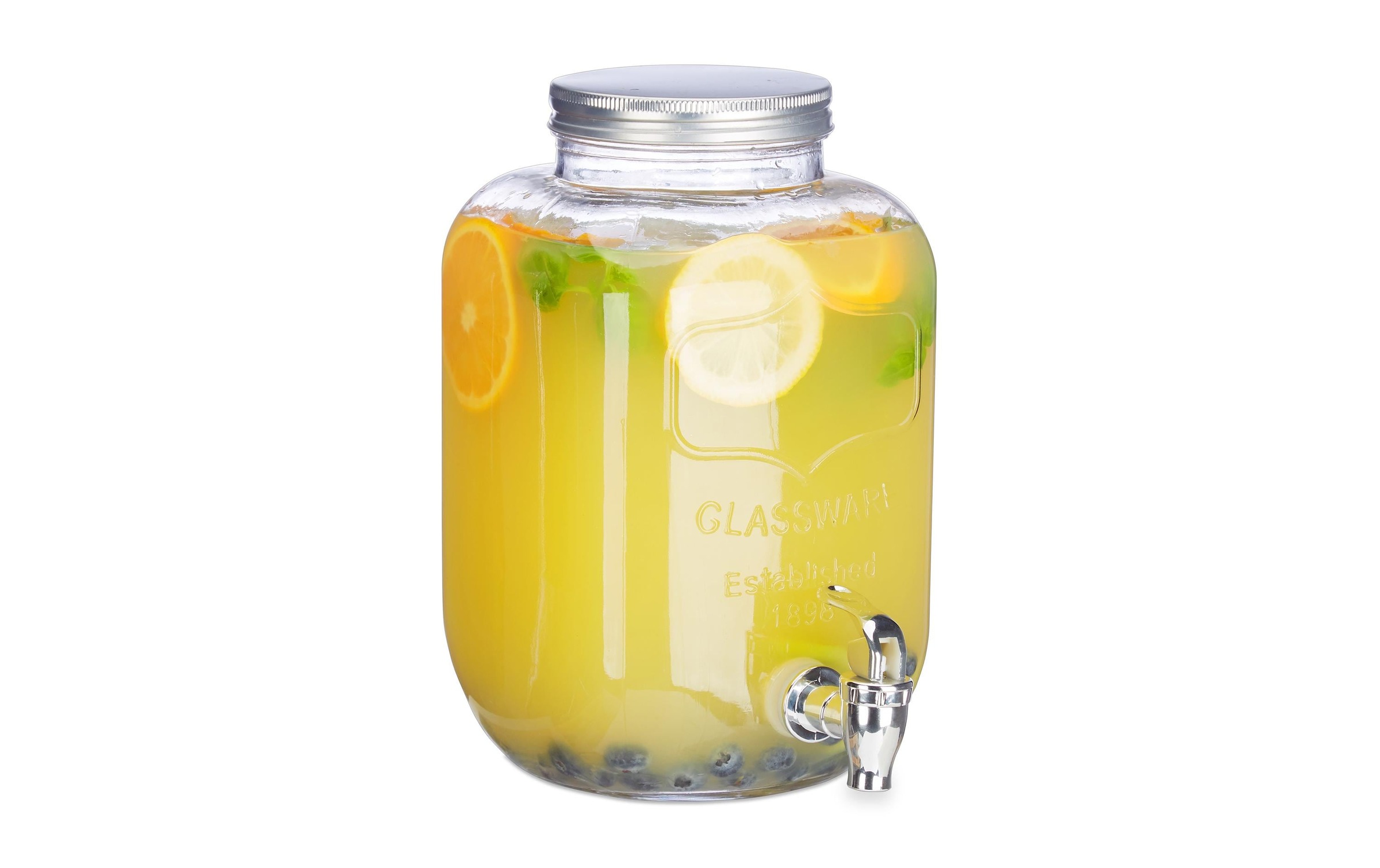 Relaxdays, relaxdays Getränkespender »5 Liter«, silberfarben, transparent