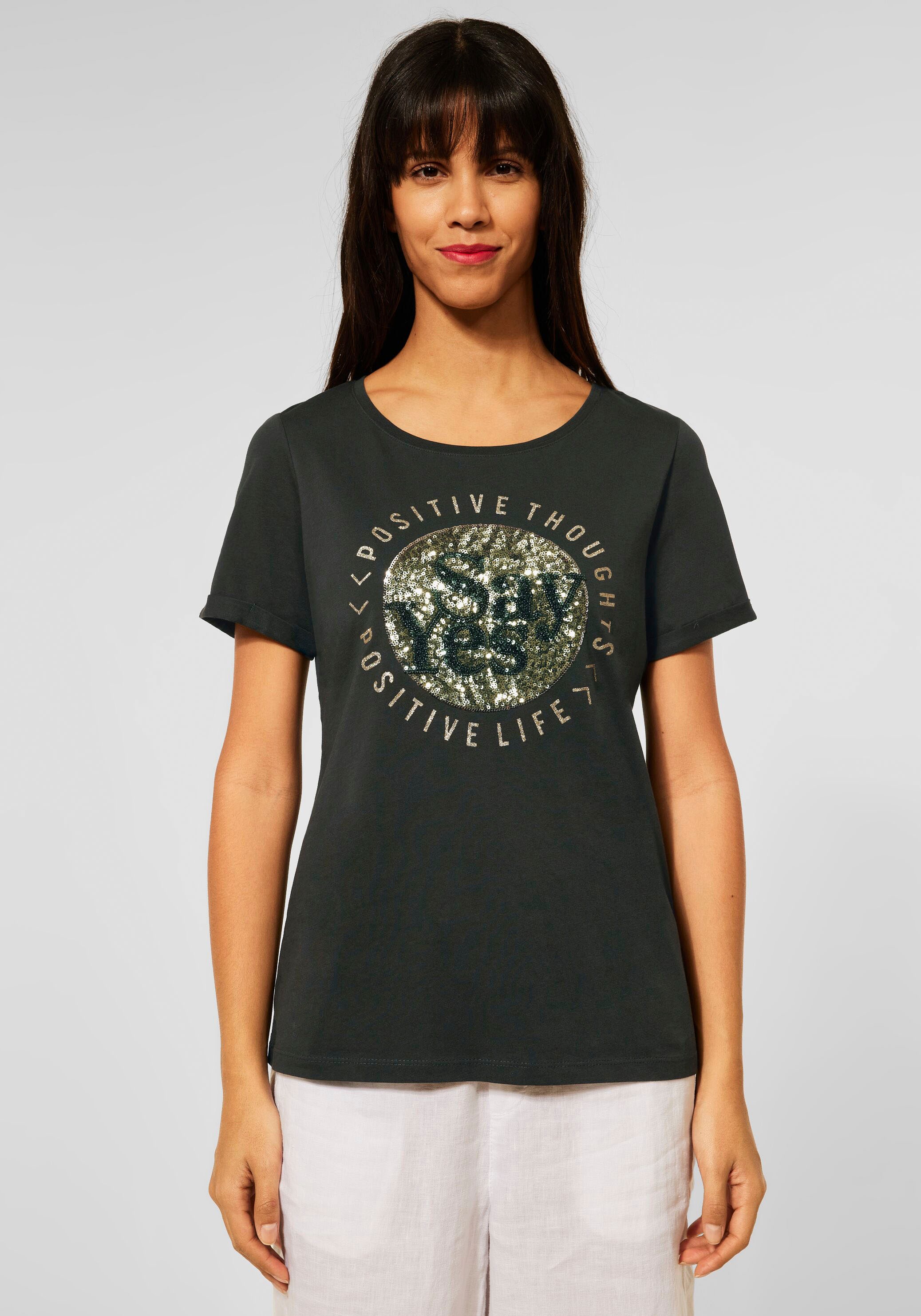 Image of STREET ONE Paillettenshirt, mit Tape Detail auf dem Rücken bei Ackermann Versand Schweiz