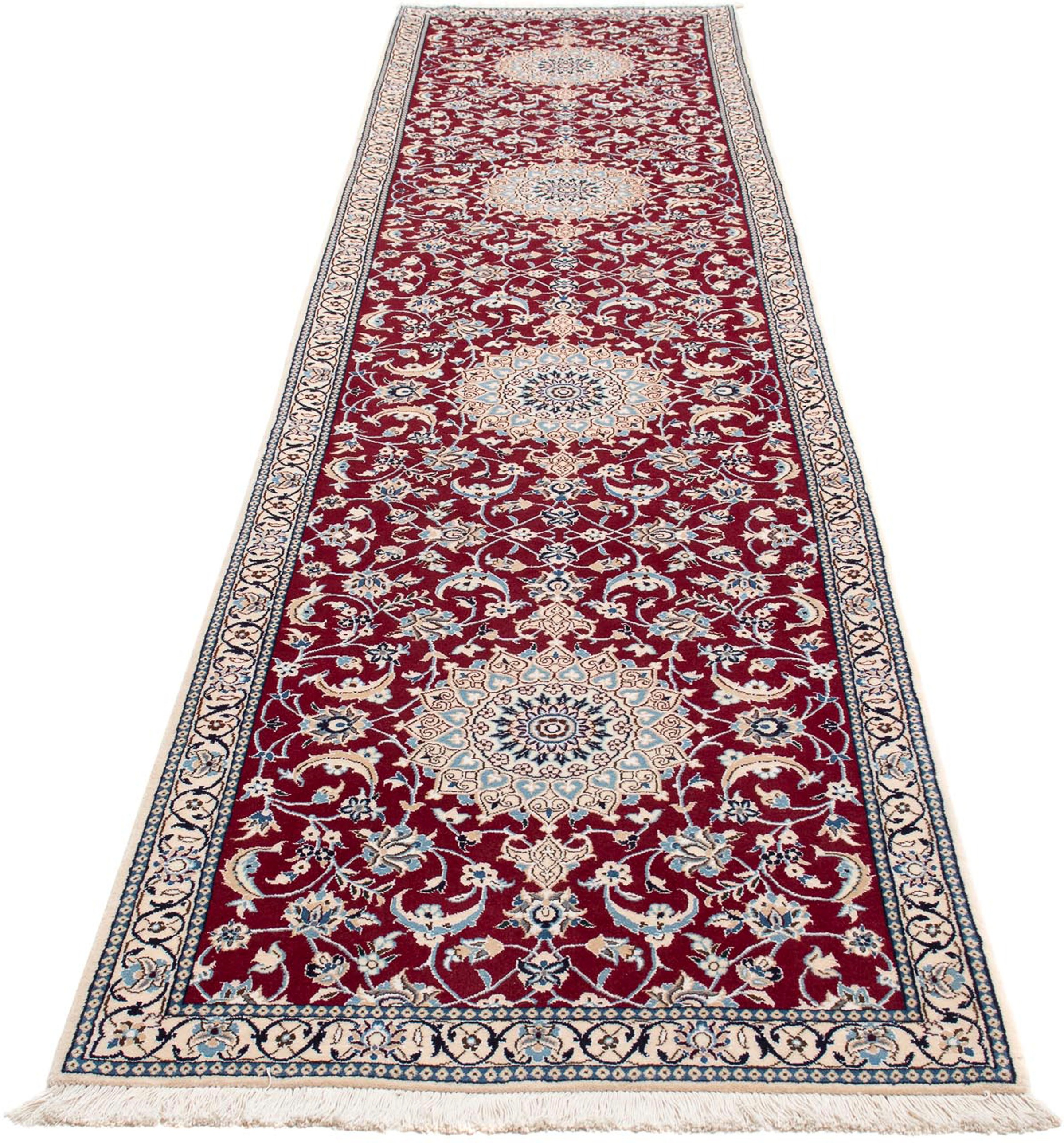 Image of morgenland Orientteppich »Perser - Nain - Royal - 393 x 89 cm - dunkelrot«, rechteckig, 10 mm Höhe, Wohnzimmer, Handgeknüpft, Einzelstück mit Zertifikat bei Ackermann Versand Schweiz