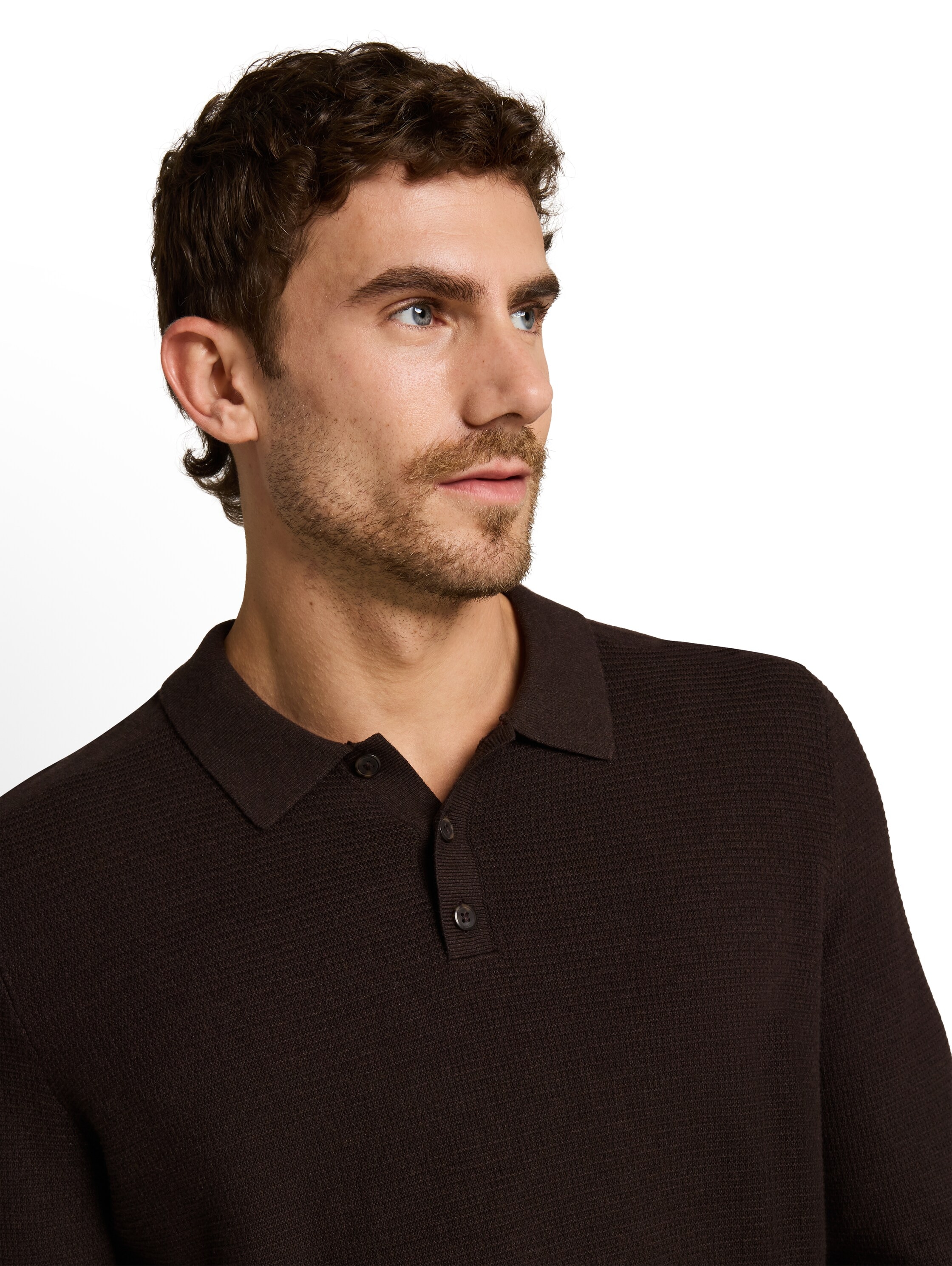 TOM TAILOR Pull à col polo uni / coton pur