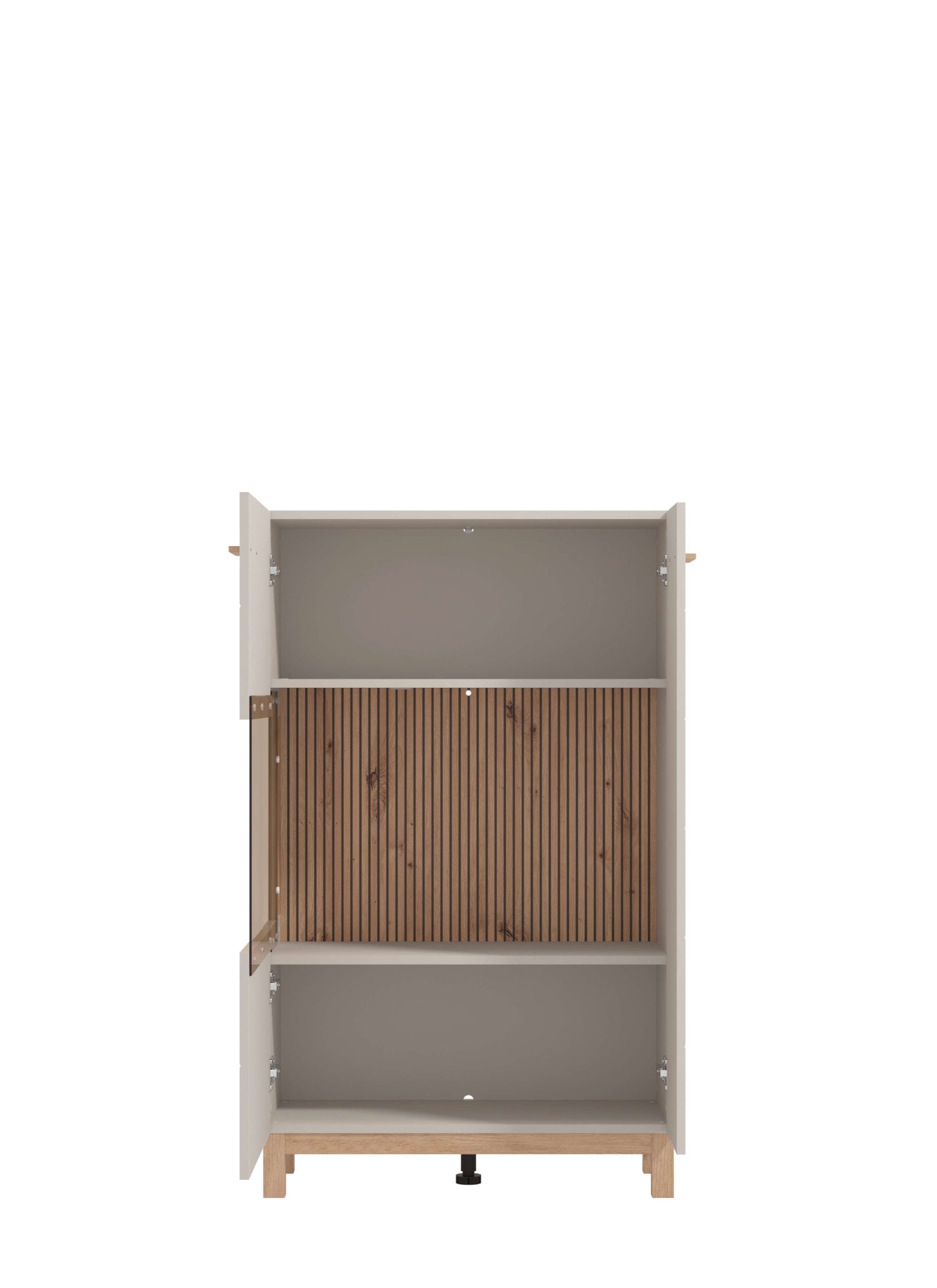 Home affaire Highboard »Essex, Hochkommode, Vitrine, Glasvitrine, Kombi-Highboard« Modernes Highboard in Kaschmir mit Glasfront & Lamellen-Optik