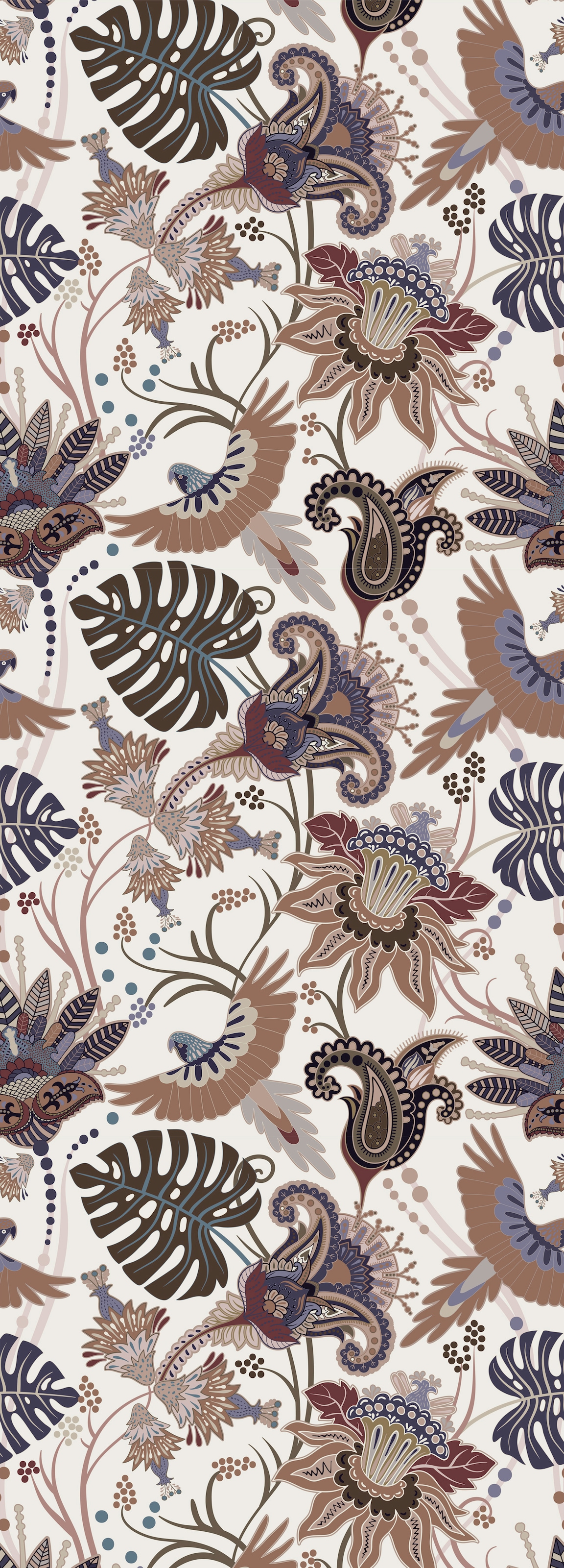 Image of queence Vinyltapete "Annalena" Motiv bedruckt botanisch floral gemustert natürlich glatt 90x250cm, selbstklebend, kinderleichte Anbringung, Sticker