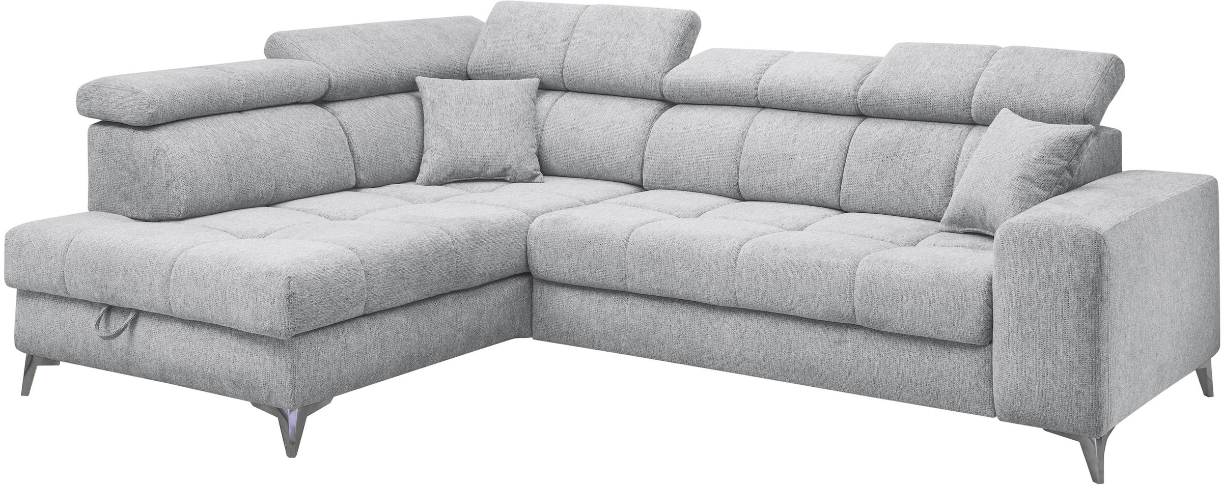 ED EXCITING DESIGN Ecksofa »Sydney L-Form«, mit Bettfunktion, Bettkasten, Kopfteilverstellung & 2 Zierkissen