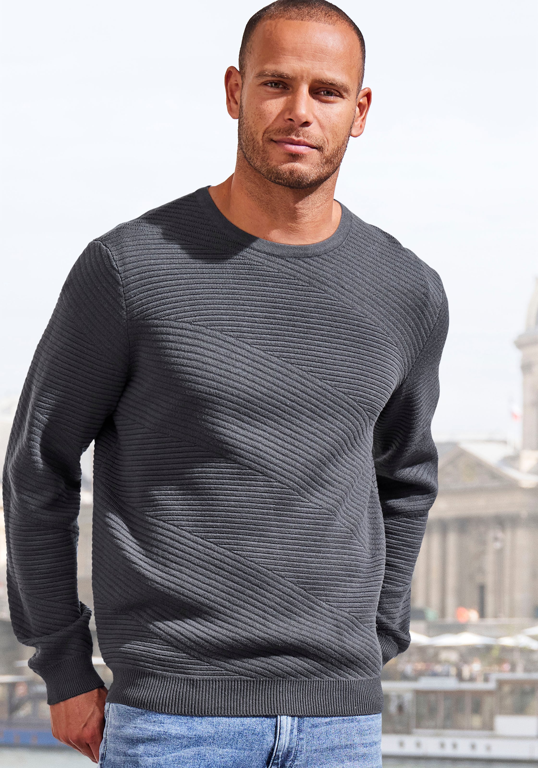 John Devin Strickpullover, Pullover aus weichem Strukturstrick