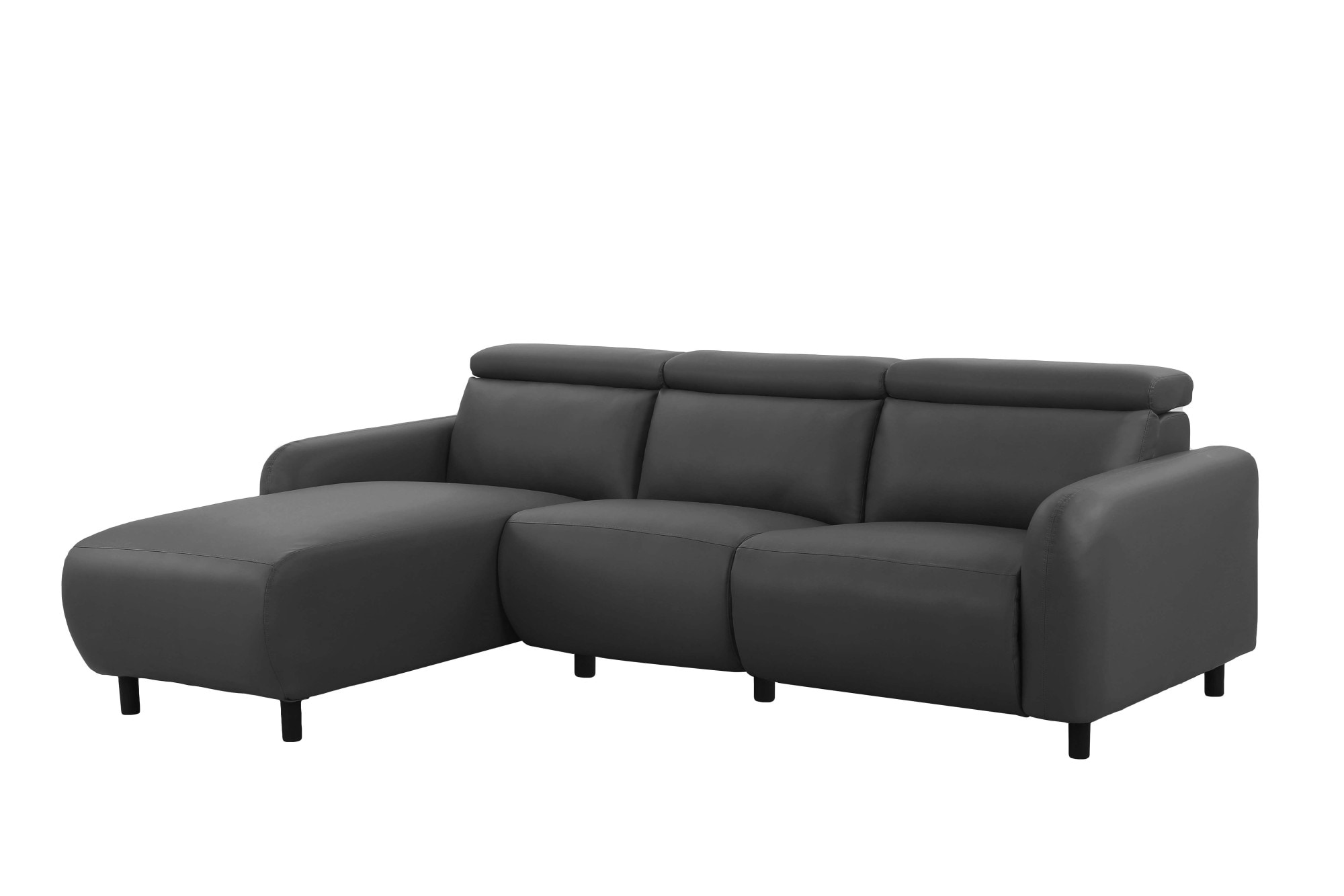 Home affaire Ecksofa »SKAANE Lederoptik, L-Form, 274 cm, manuelle/elektrische Relaxfunktion,« rundes Design, Kopfteilverstellung, Federkernpolsterung
