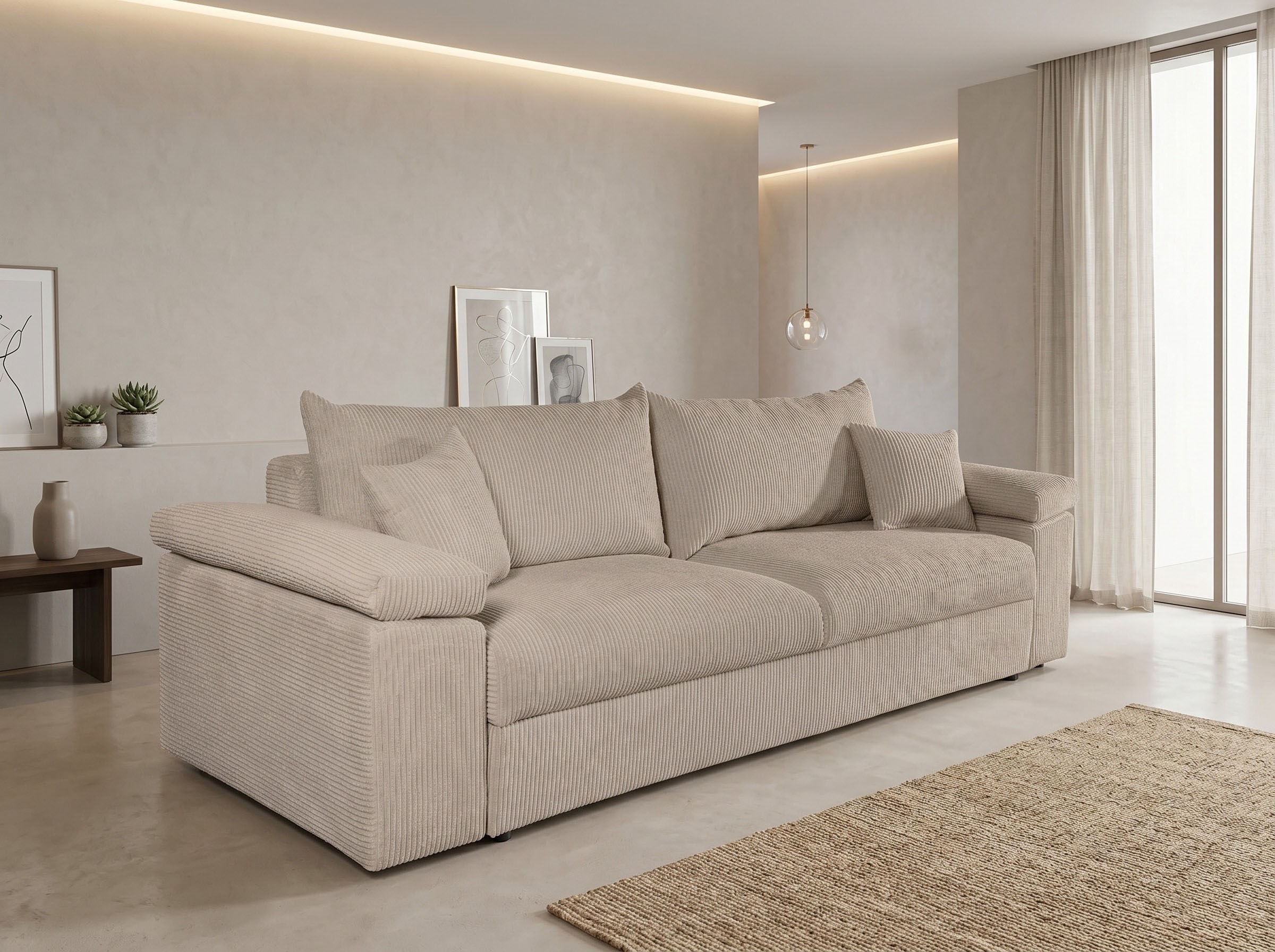 COLLECTION AB Canapé-lit »Mara, B: 249 cm, Liegefl. 139x195 cm« Dauer-Schlaffunktion, Bettkasten & Federkern, wahlweise mit Topper