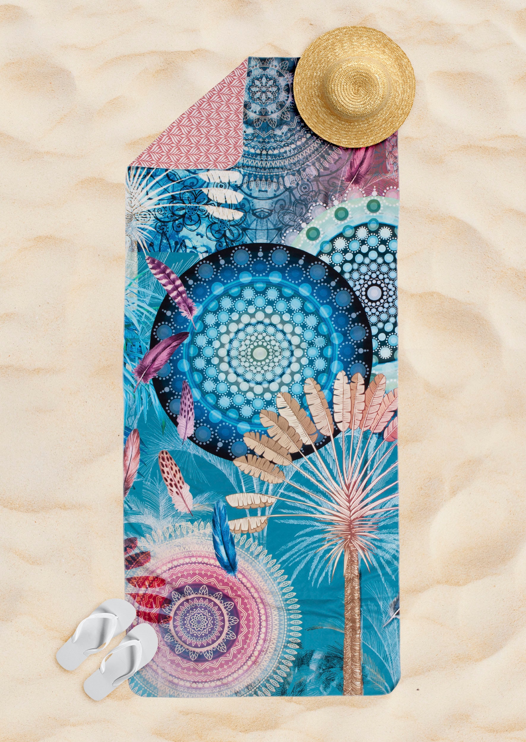 hip Strandtuch »Kanya«, (1 St.), mit Mandala & Federn kaufen