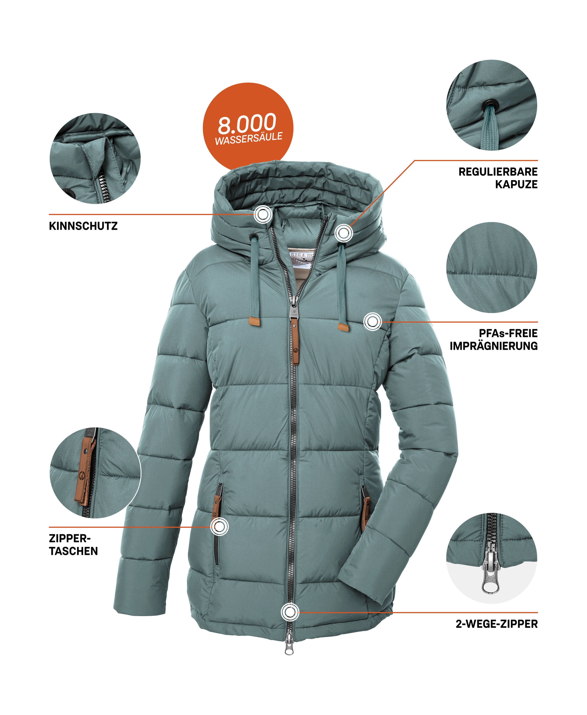 G.I.G.A. DX by killtec Veste matelassée »GW 12 WMN QLTD JCKT« Steppjacke: wasserabweisend, atmungsaktiv, hoher Kragen, Kapuze